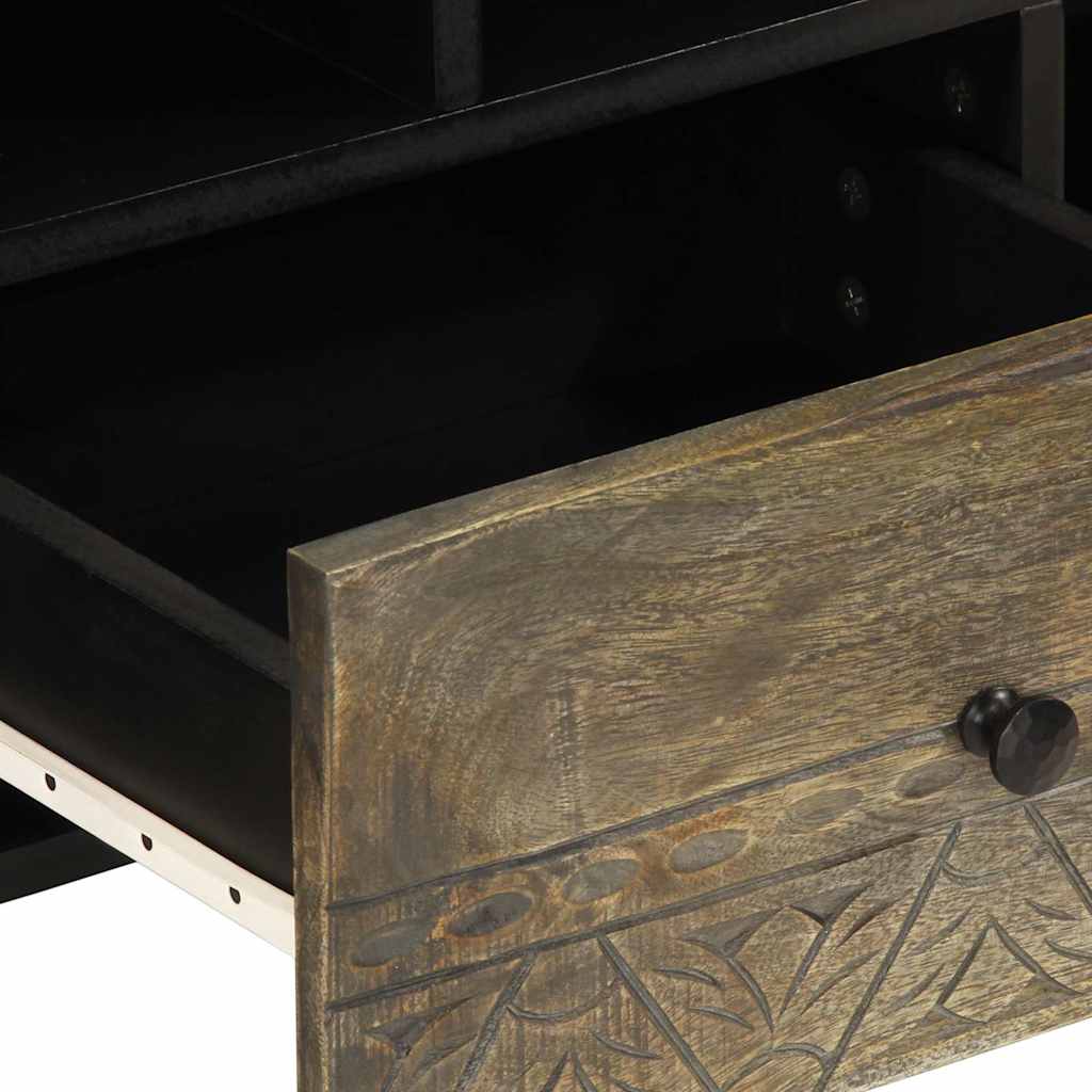 Meuble TV noir 100x33x46 cm bois massif de manguier - XIOS