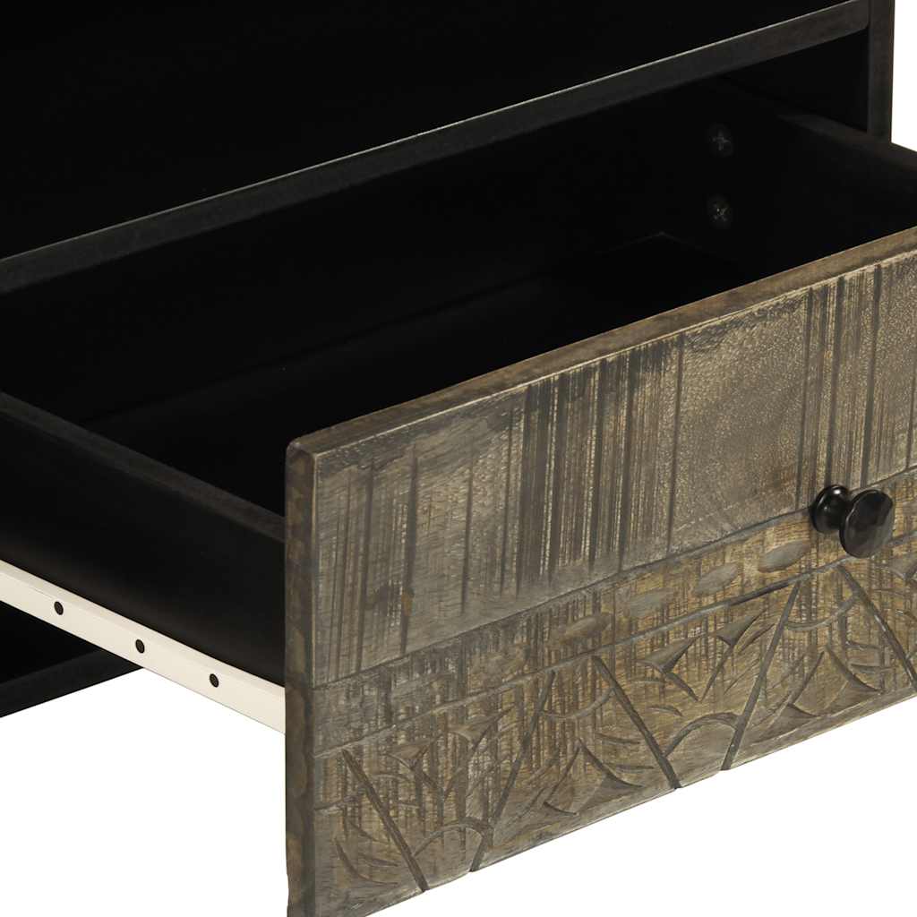 Meuble TV noir 80x33x46 cm bois massif de manguier - XIOS
