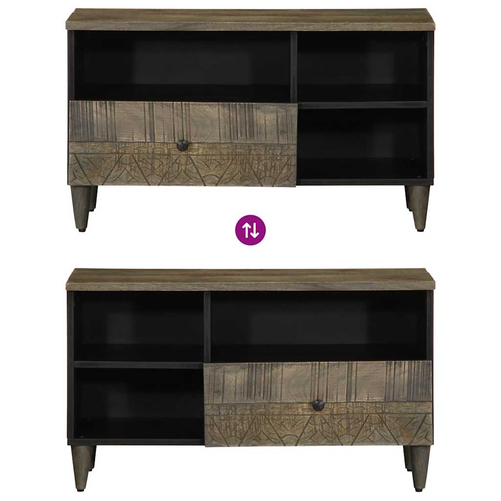 Meuble TV noir 80x33x46 cm bois massif de manguier - XIOS