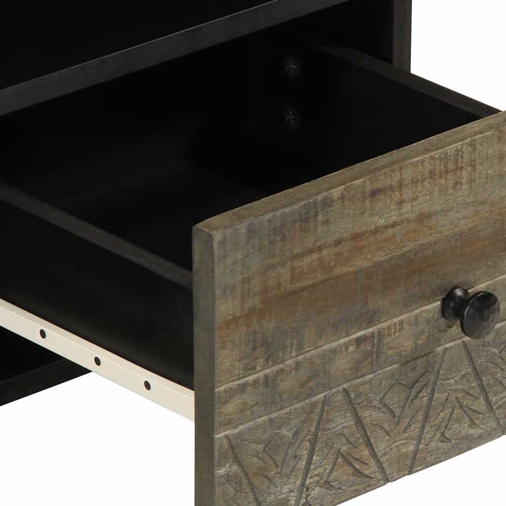Meuble TV noir 100x33x46 cm bois massif de manguier - XIOS