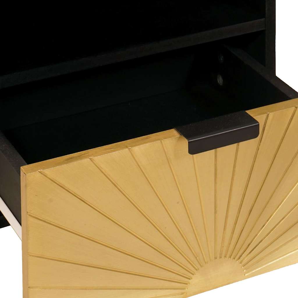 Meuble TV Noir et or 70 x 33 x 46 cm bois de manguier massif - XIOS