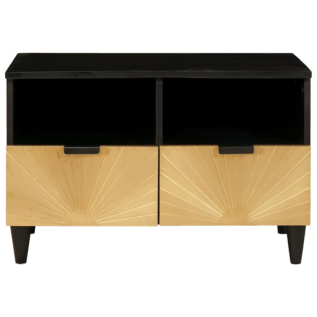 Meuble TV Noir et or 70 x 33 x 46 cm bois de manguier massif - XIOS