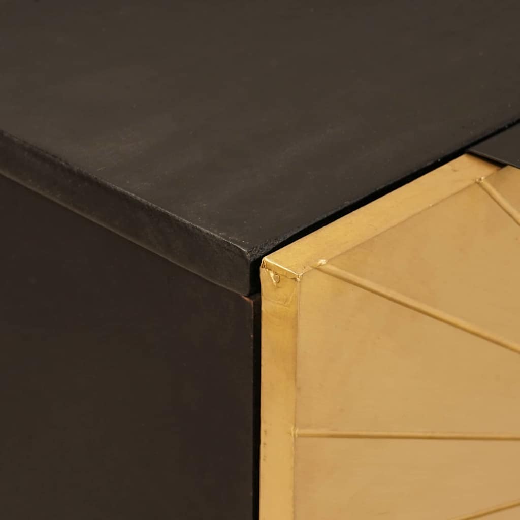 Buffet Noir et or 60 x 33 x 75 cm bois de manguier massif