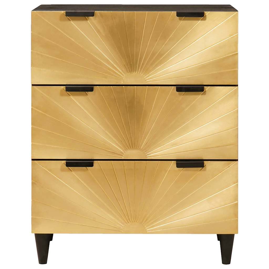 Buffet Noir et or 60 x 33 x 75 cm bois de manguier massif