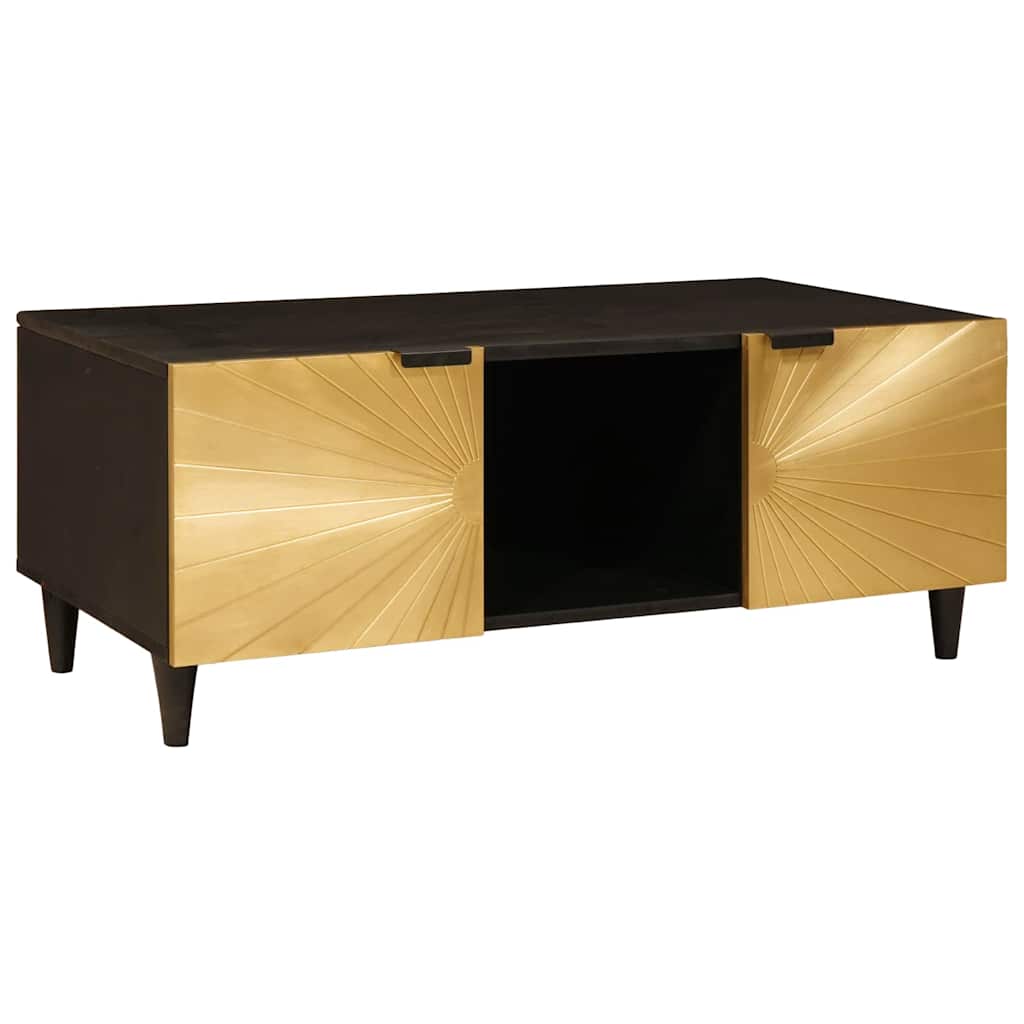 Table basse Noir et or 100 x 54 x 40 cm bois de manguier massif - XIOS