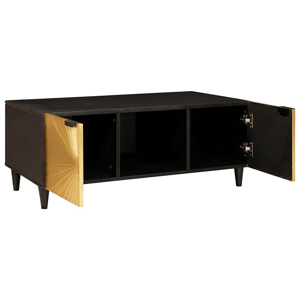 Table basse Noir et or 100 x 54 x 40 cm bois de manguier massif - XIOS