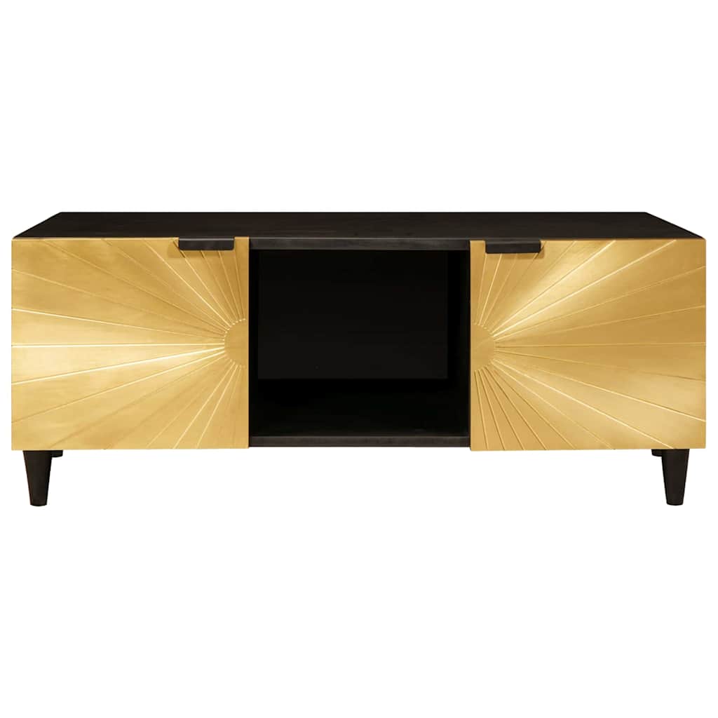 Table basse Noir et or 100 x 54 x 40 cm bois de manguier massif - XIOS