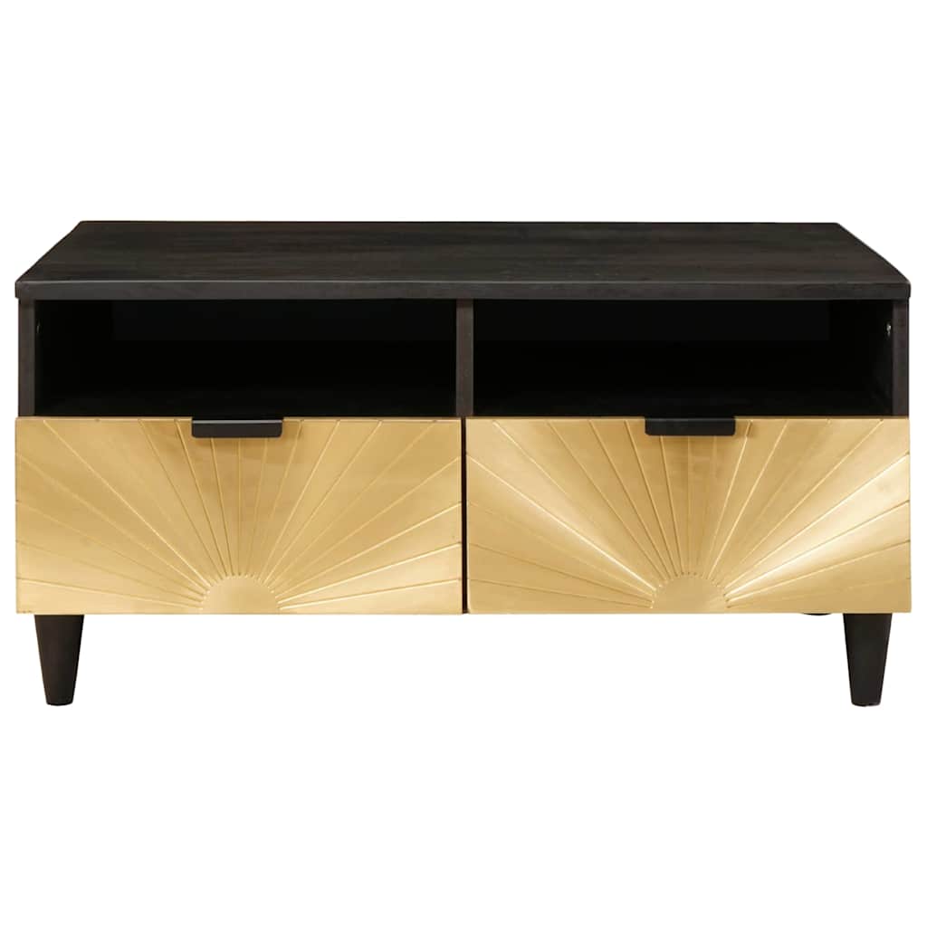 Table basse Noir et or 80 x 54 x 40 cm bois de manguier massif - XIOS