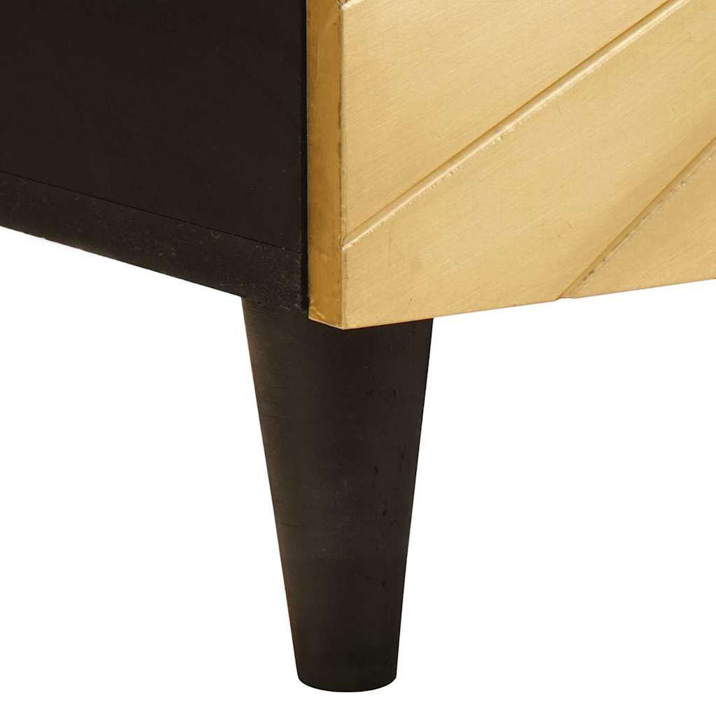 Meuble TV Noir et or 105 x 33 x 46 cm bois de manguier massif - XIOS
