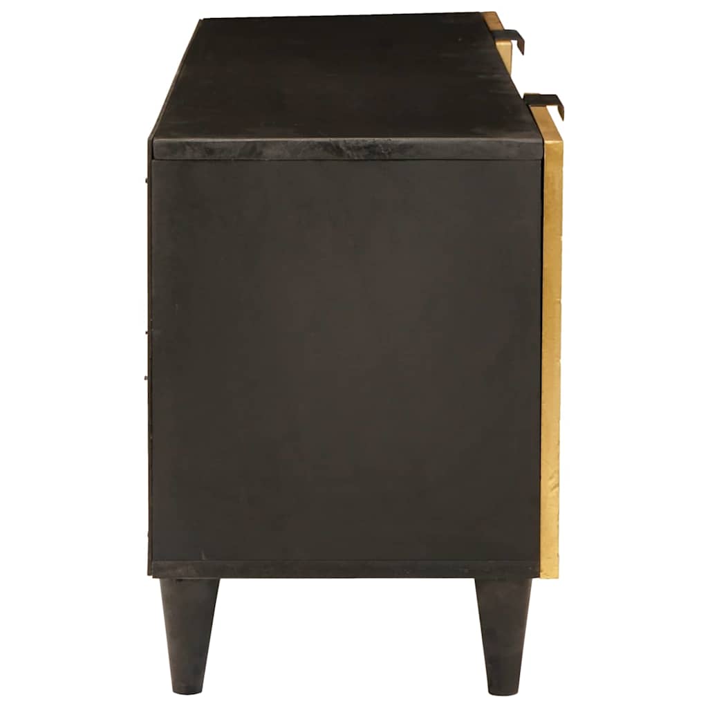 Meuble TV Noir et or 105 x 33 x 46 cm bois de manguier massif - XIOS