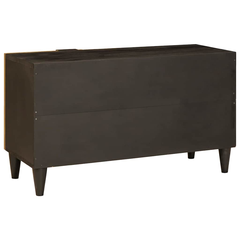 Meuble TV Noir et or 80 x 33 x 46 cm bois de manguier massif - XIOS