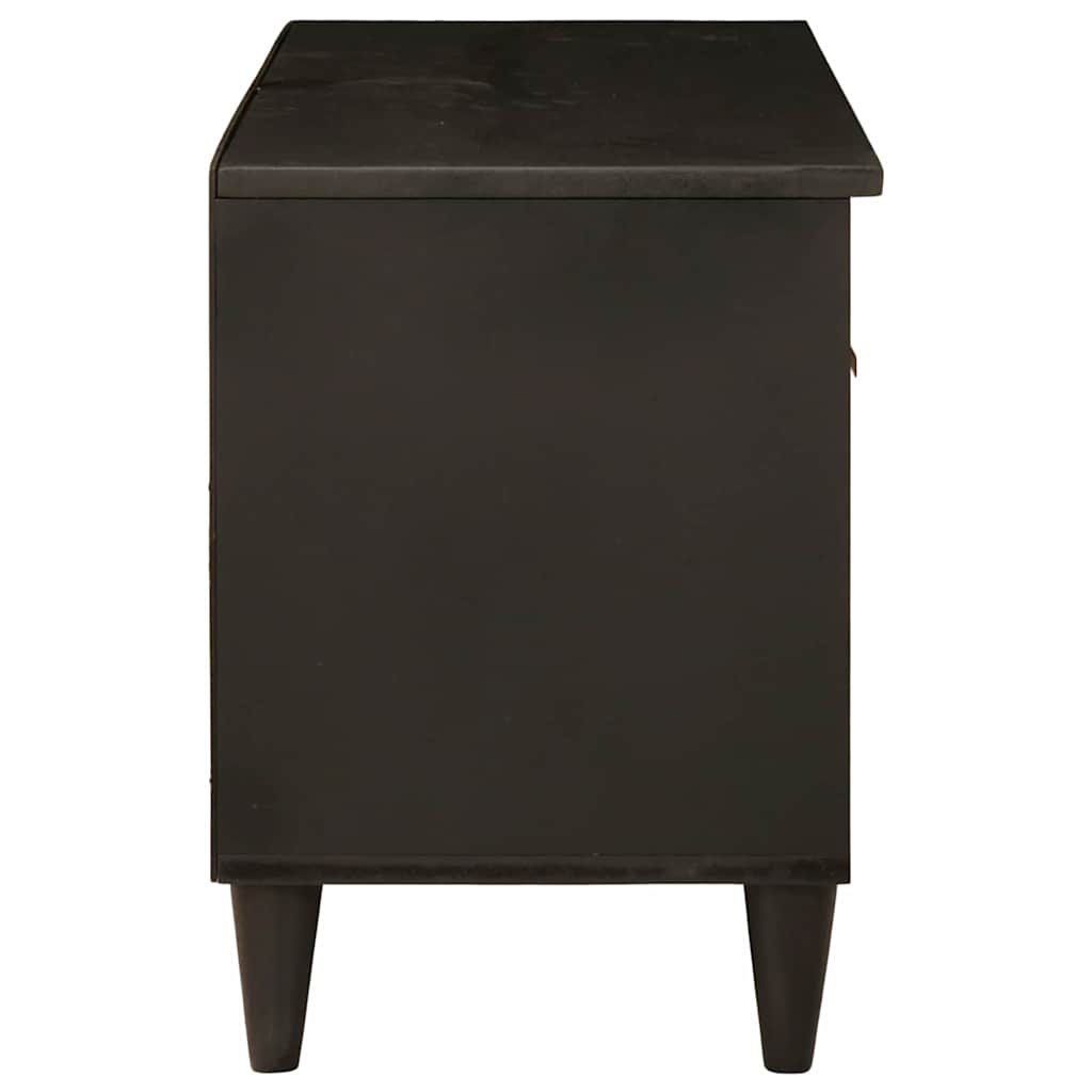 Meuble TV Noir et or 80 x 33 x 46 cm bois de manguier massif XIOS