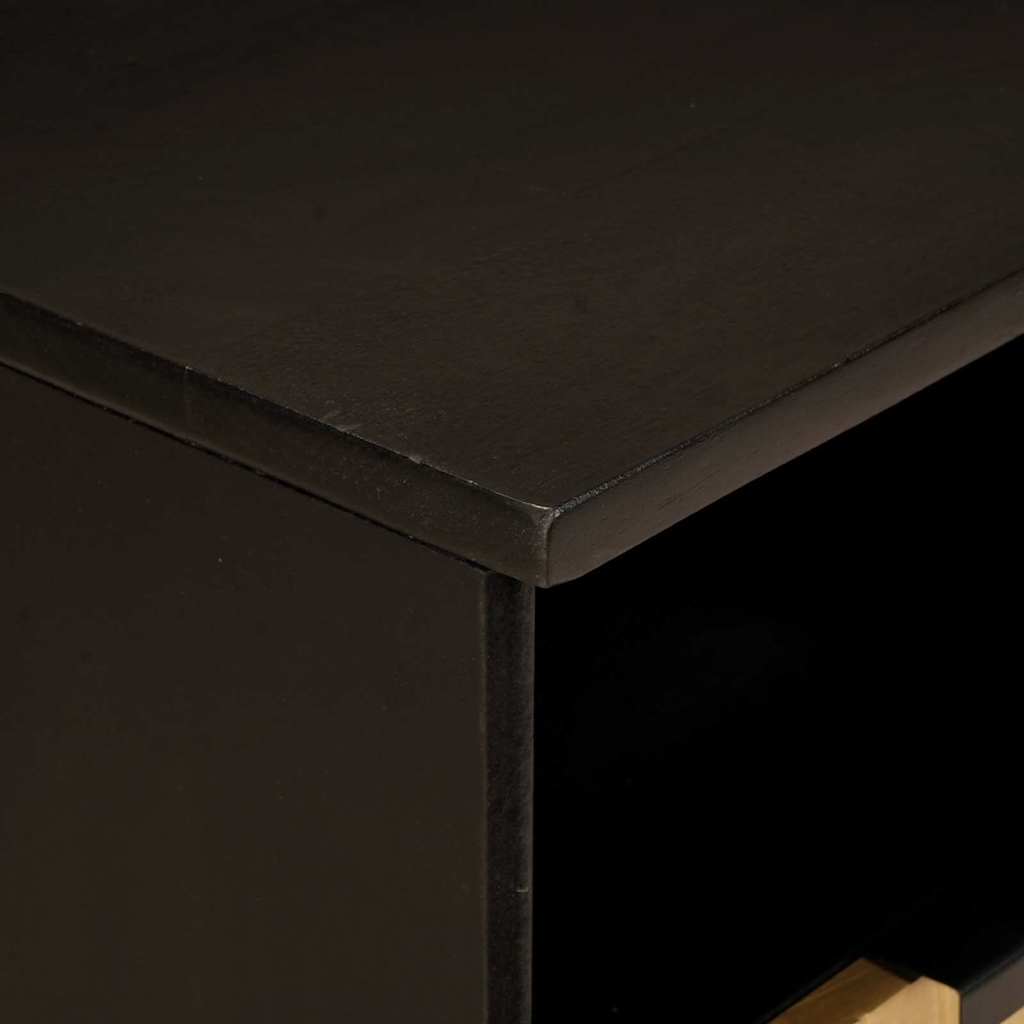 Meuble TV Noir et or 100 x 33 x 46 cm bois de manguier massif - XIOS