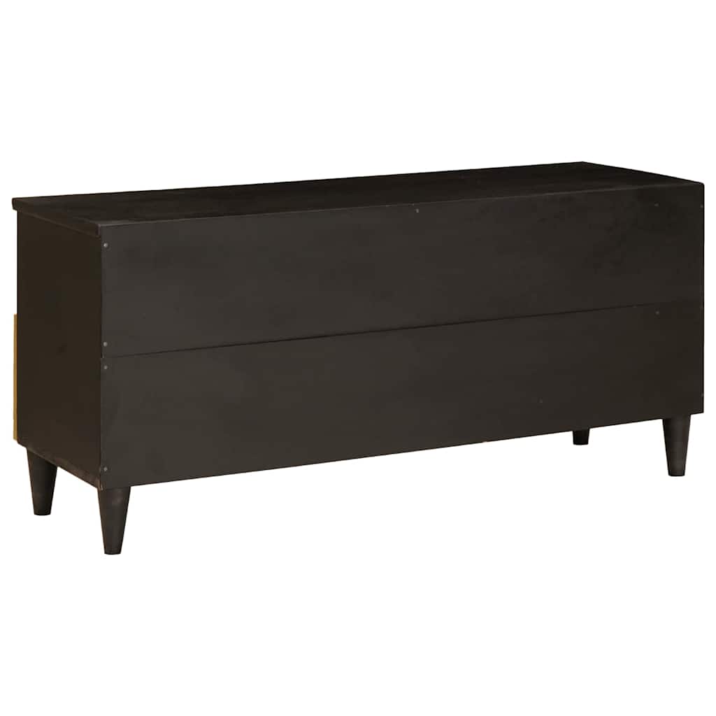 Meuble TV Noir et or 100 x 33 x 46 cm bois de manguier massif - XIOS