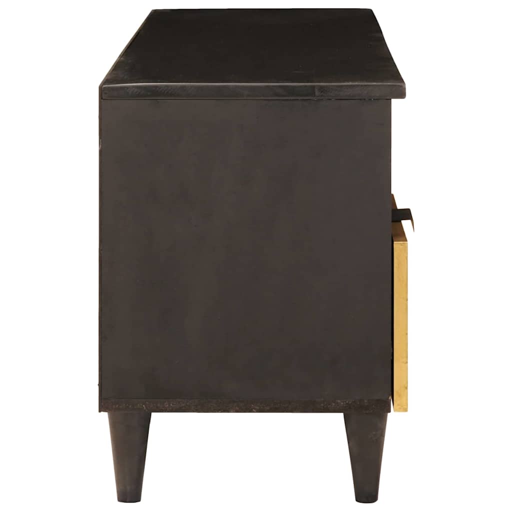 Meuble TV Noir et or 100 x 33 x 46 cm bois de manguier massif - XIOS