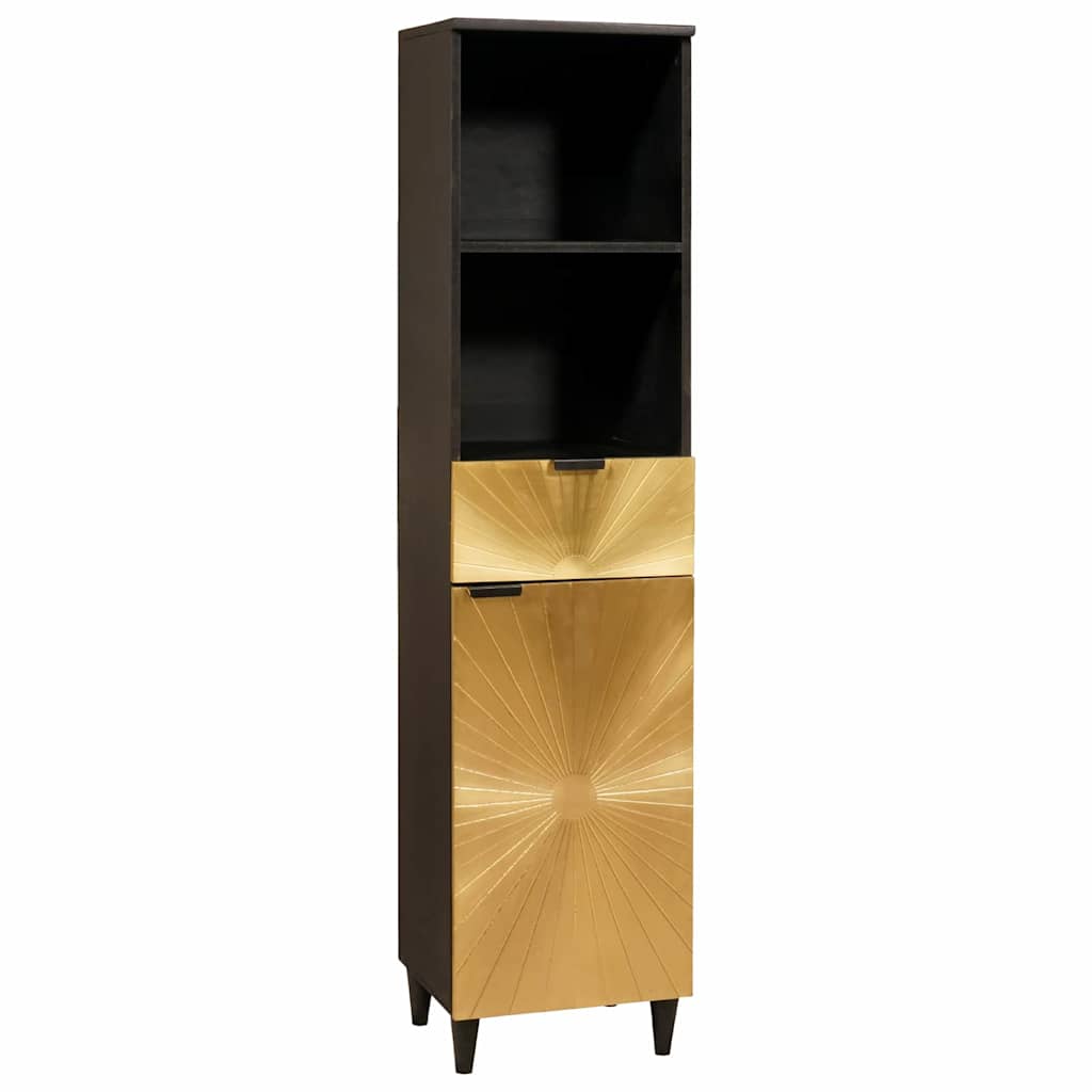 Cabinet de salle de bain avec porte Noir et or 38 x 33 x 160 cm