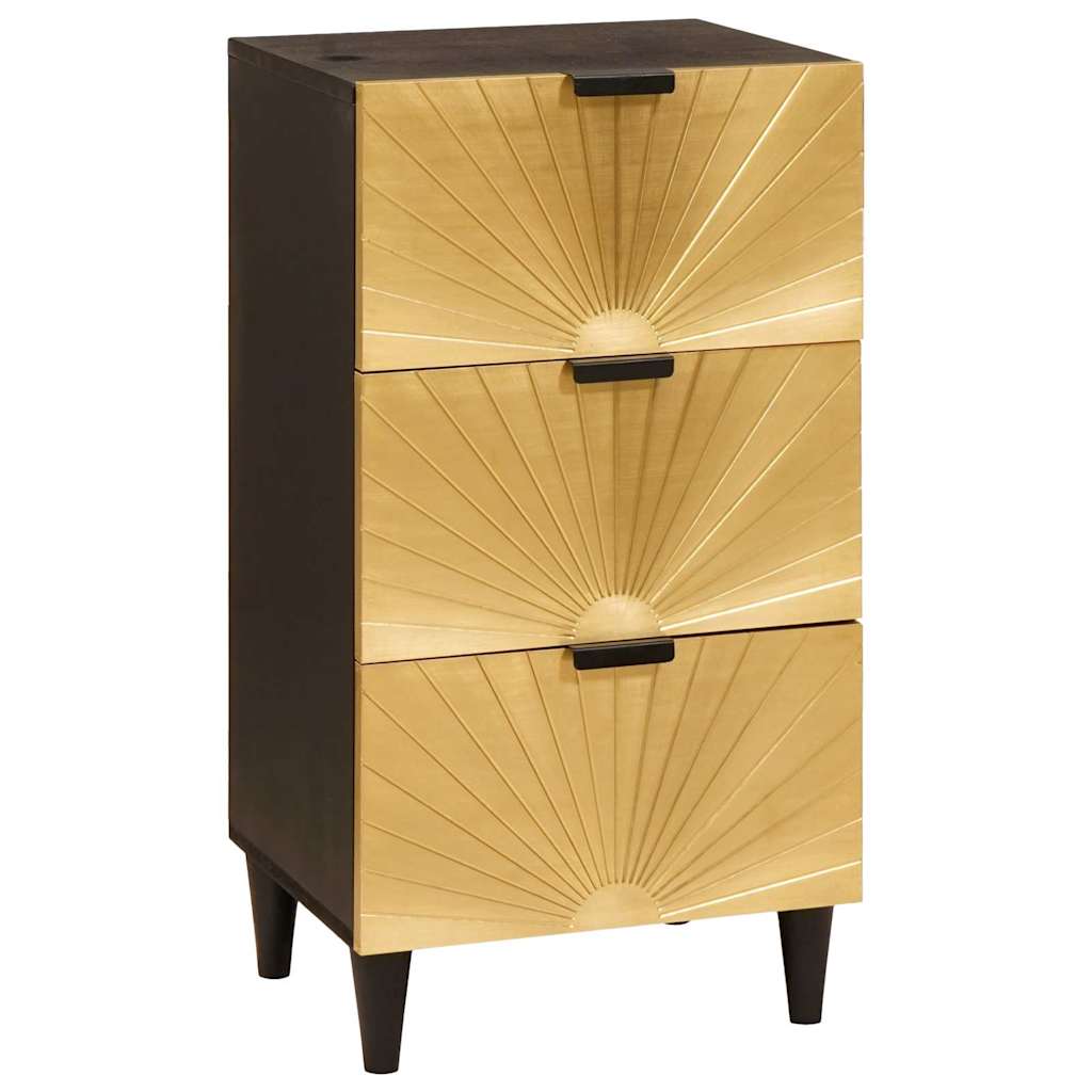 Buffet Noir et or 40 x 33 x 75 cm bois de manguier massif