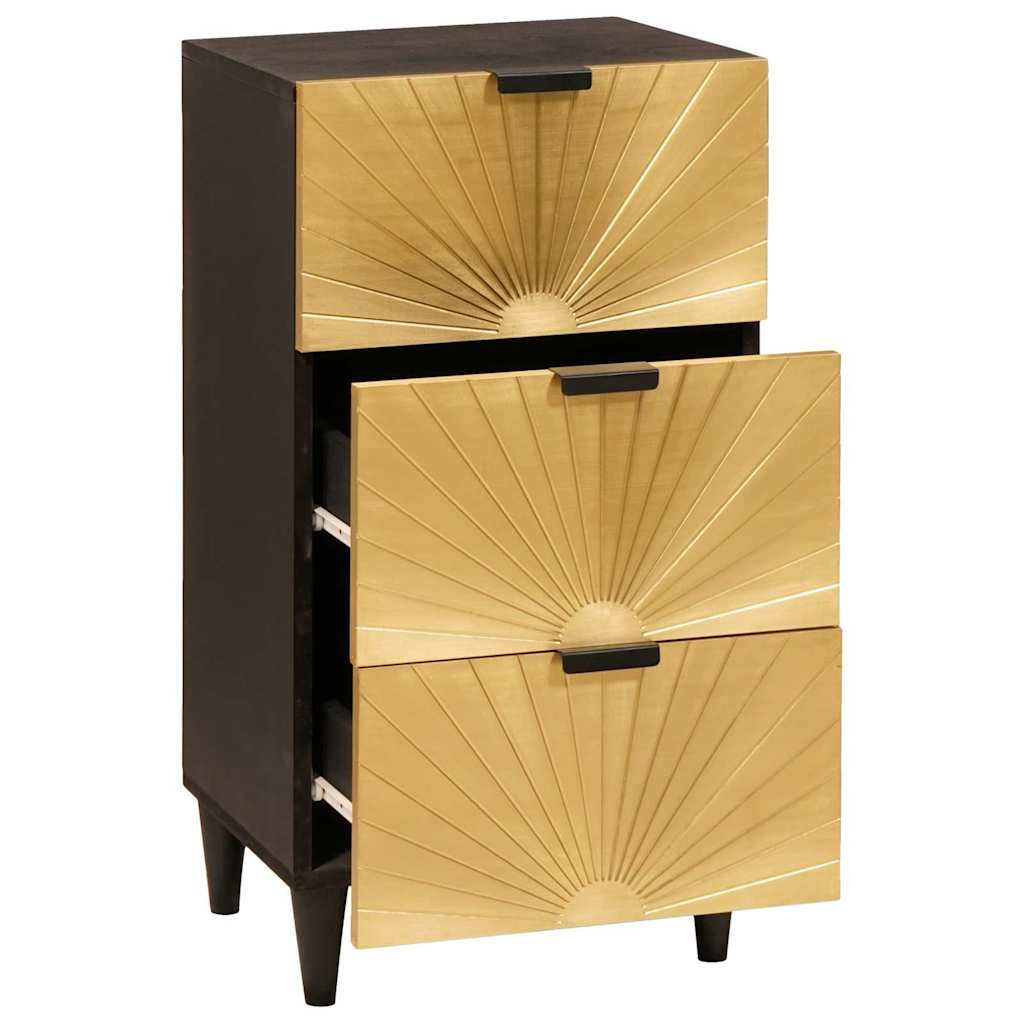 Buffet Noir et or 40 x 33 x 75 cm bois de manguier massif
