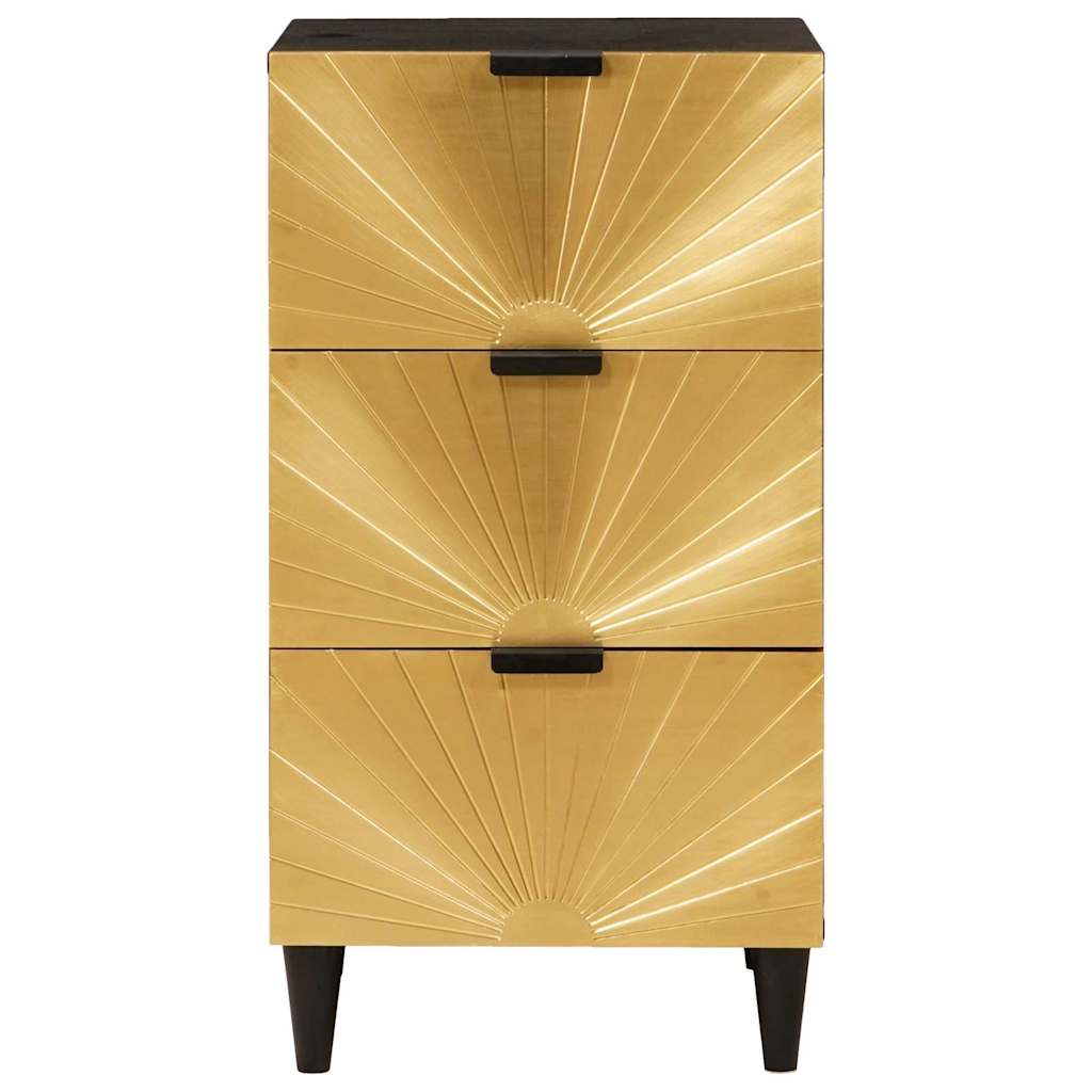 Buffet Noir et or 40 x 33 x 75 cm bois de manguier massif - XIOS