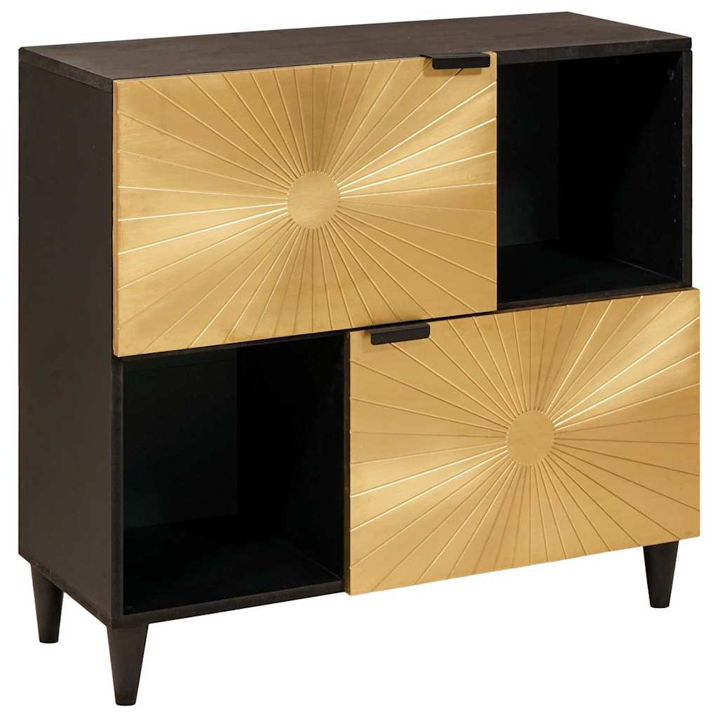 Meuble d'appoint avec stockage Noir et or 80 x 33,5 x 75 cm