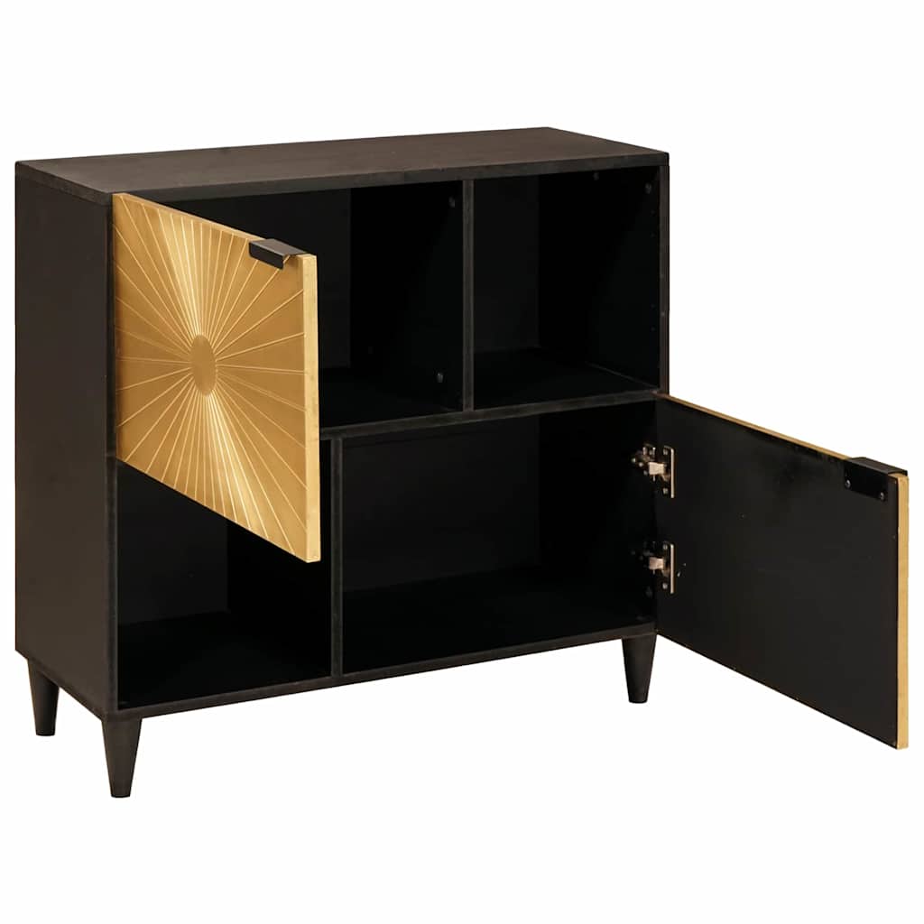 Meuble d'appoint avec stockage Noir et or 80 x 33,5 x 75 cm