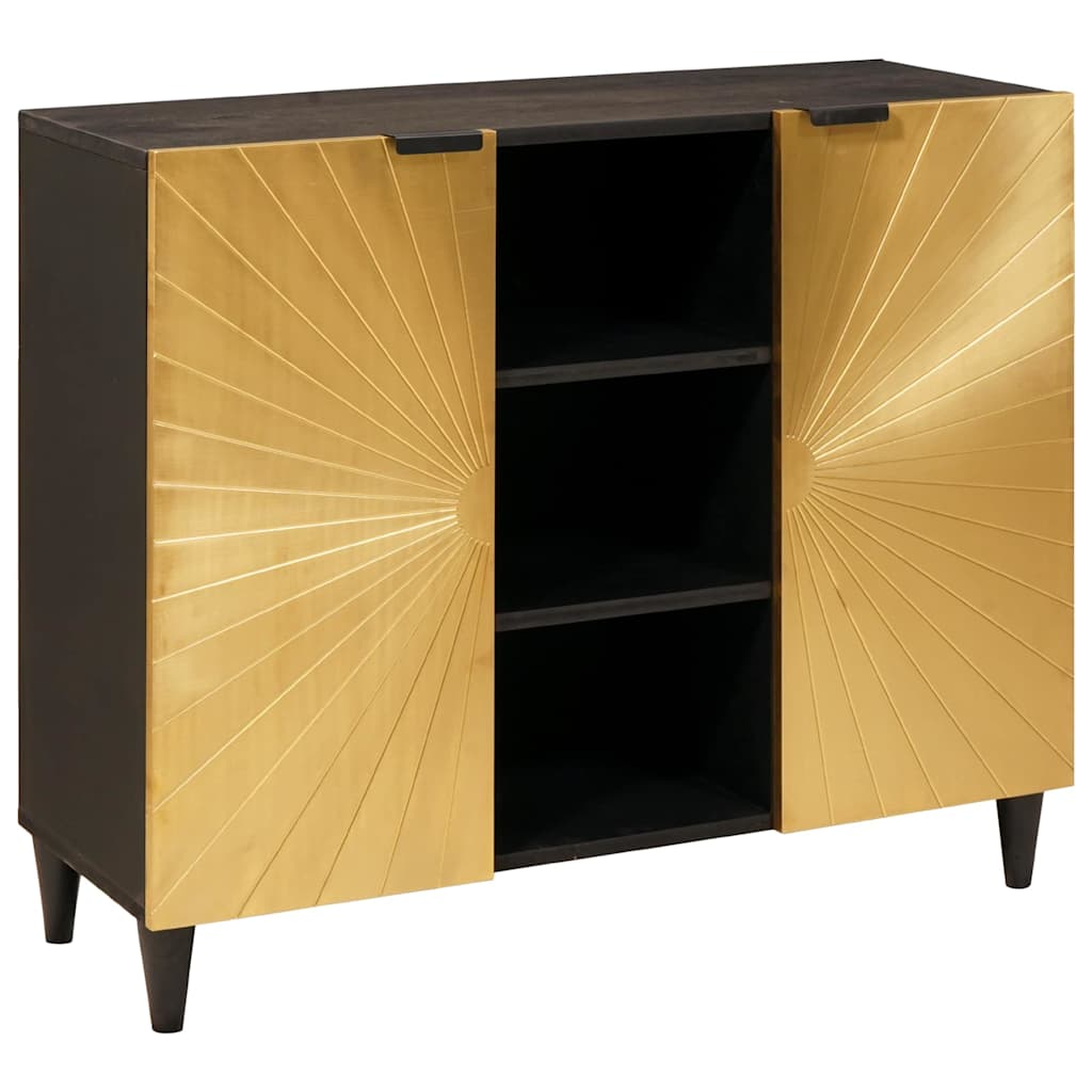 Meuble d'appoint avec stockage Noir et or 90 x 33.5 x 75 cm