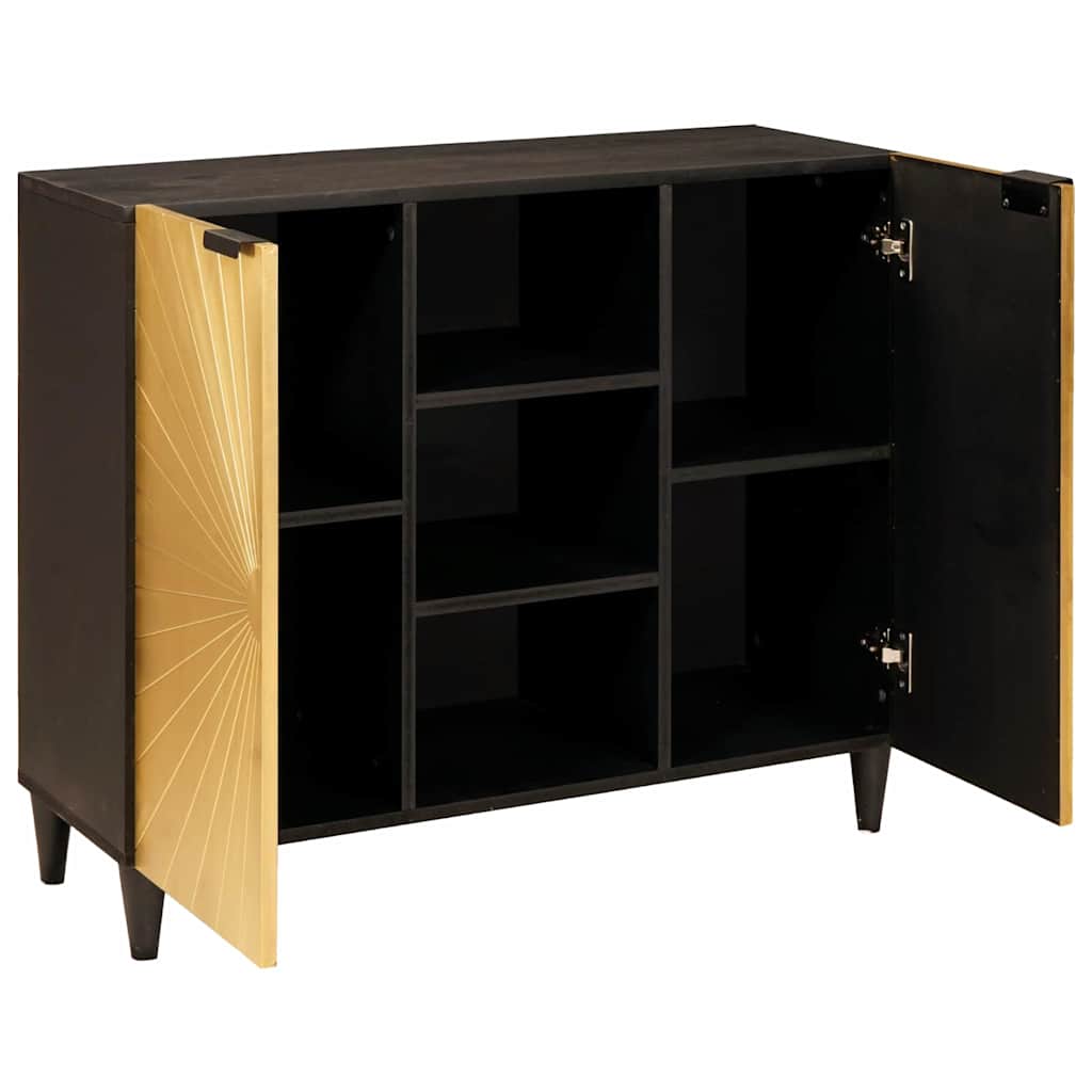 Meuble d'appoint avec stockage Noir et or 90 x 33.5 x 75 cm