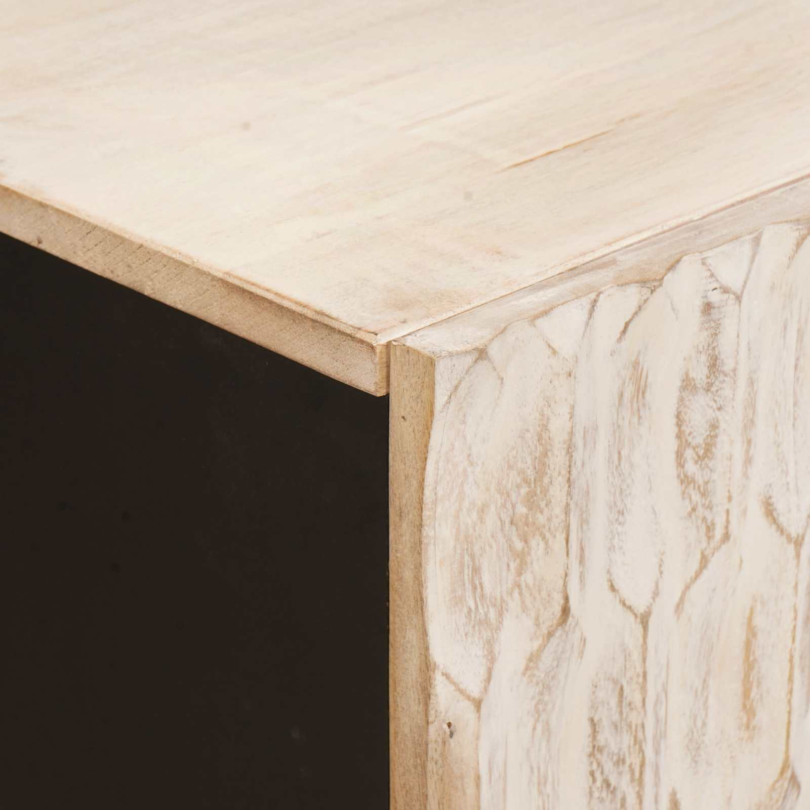 Meuble TV avec étagère Finition Lavage Blanc 105 x 33,5 x 46 cm - XIOS