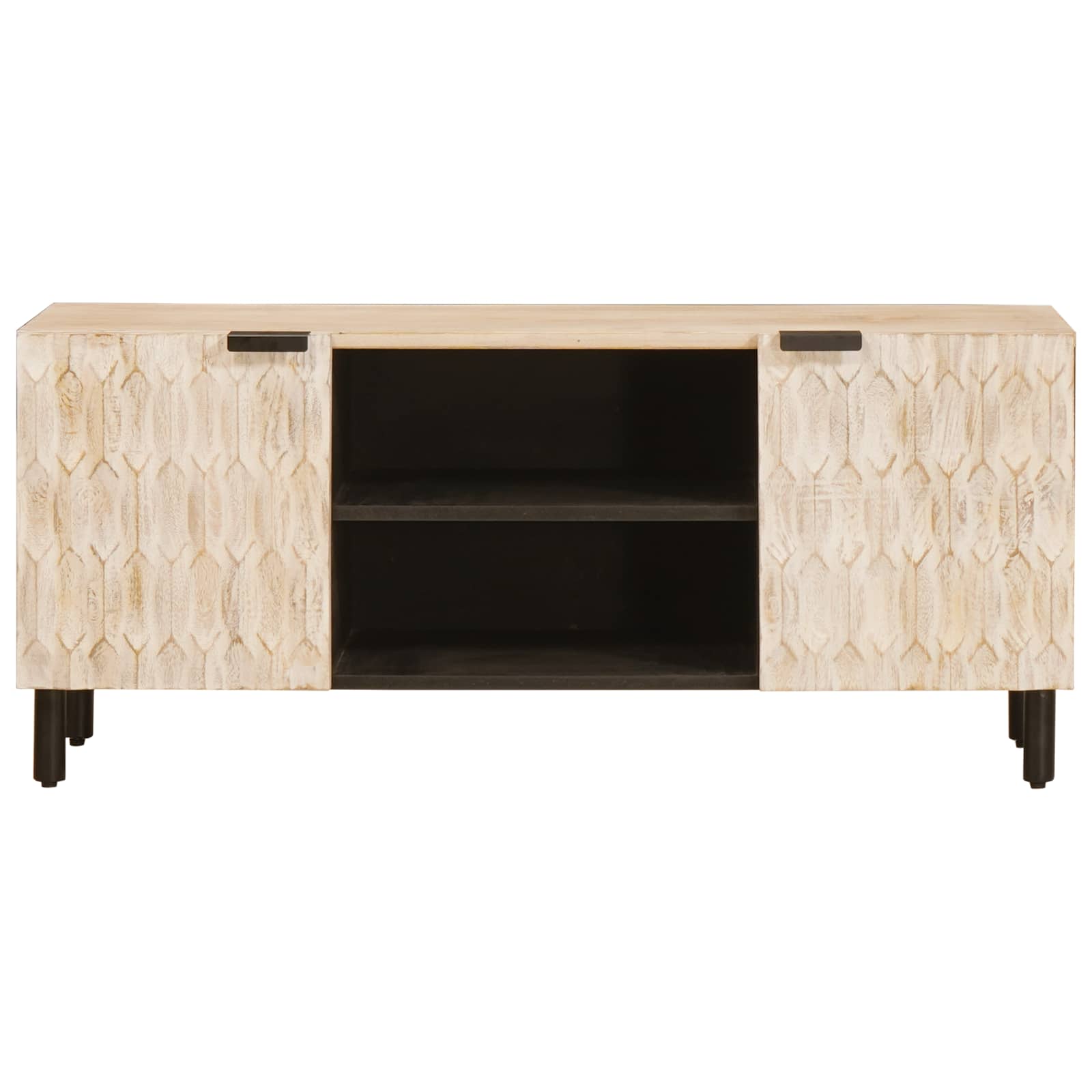 Meuble TV avec étagère Finition Lavage Blanc 105 x 33,5 x 46 cm - XIOS