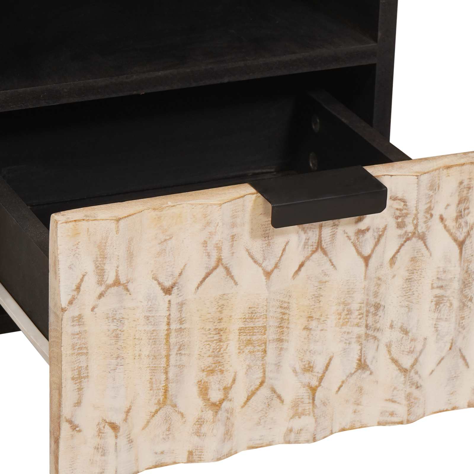 Meuble TV avec tiroir Finition Lavage Blanc 70 x 33,5 x 46 cm - XIOS