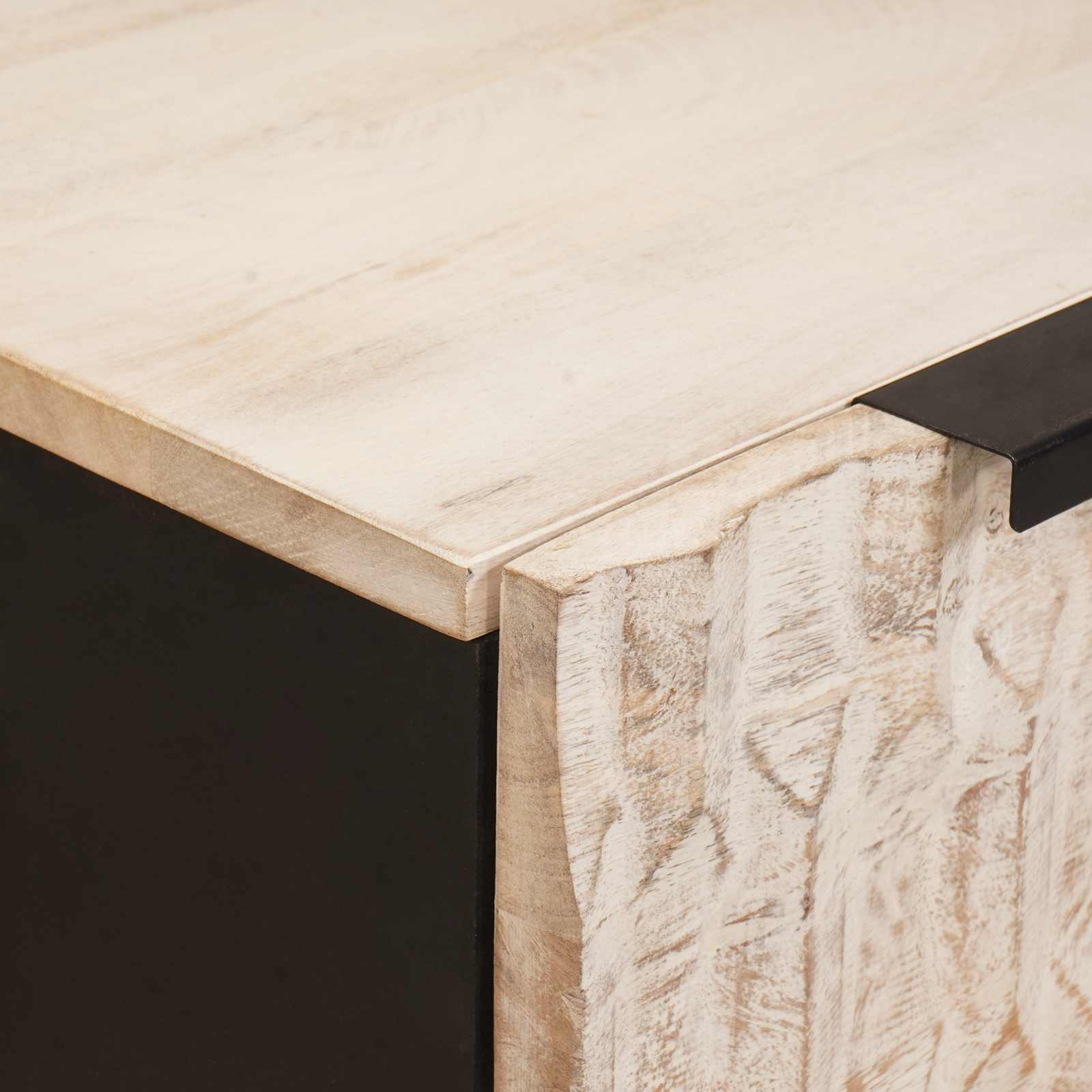 Table basse Blanc 80 x 50 x 40 cm Bois de mangue massif - XIOS