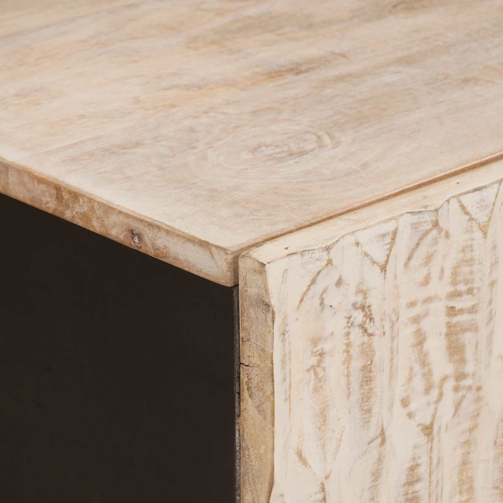 Table basse Blanc 80 x 50 x 40 cm Bois de mangue massif - XIOS