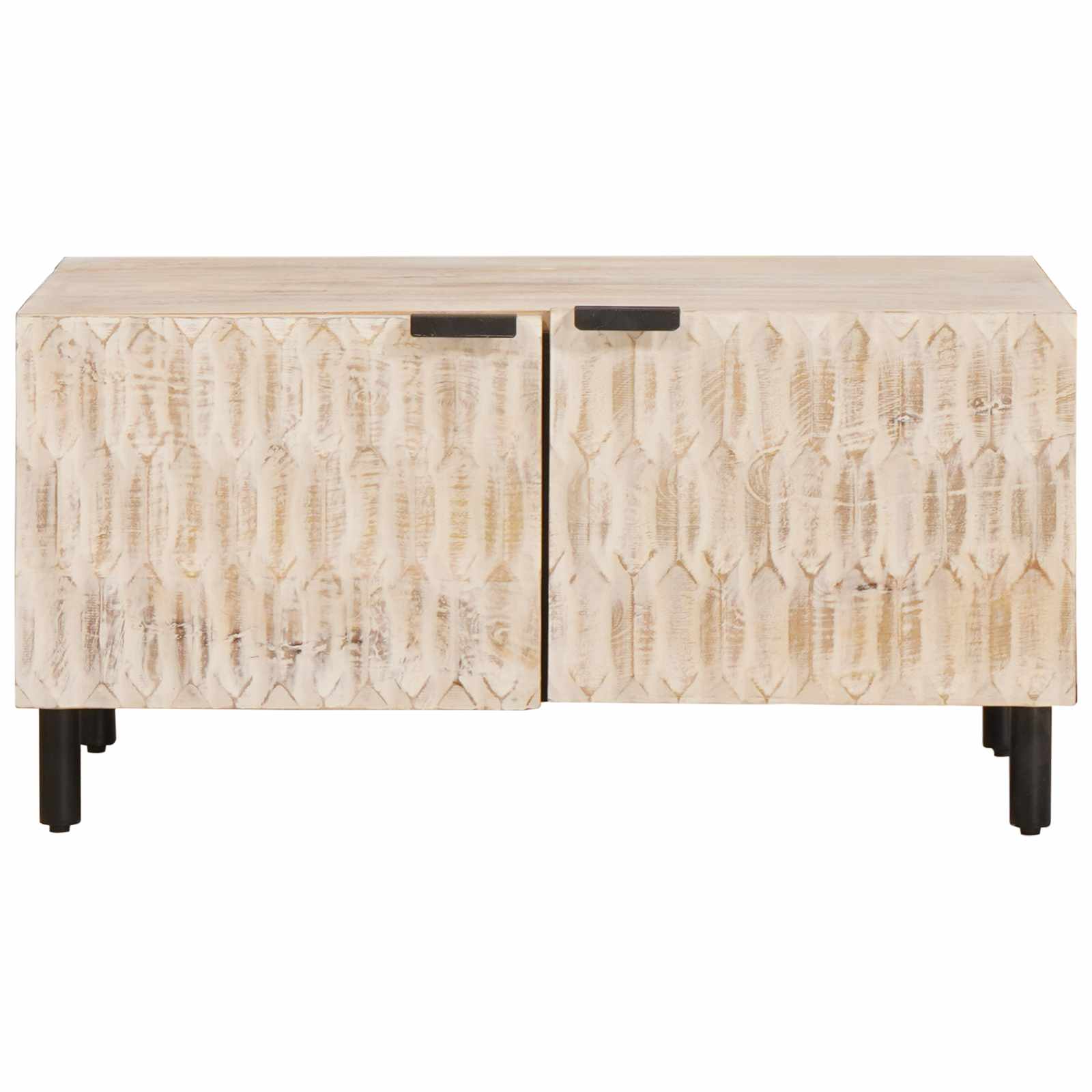 Table basse Blanc 80 x 50 x 40 cm Bois de mangue massif - XIOS