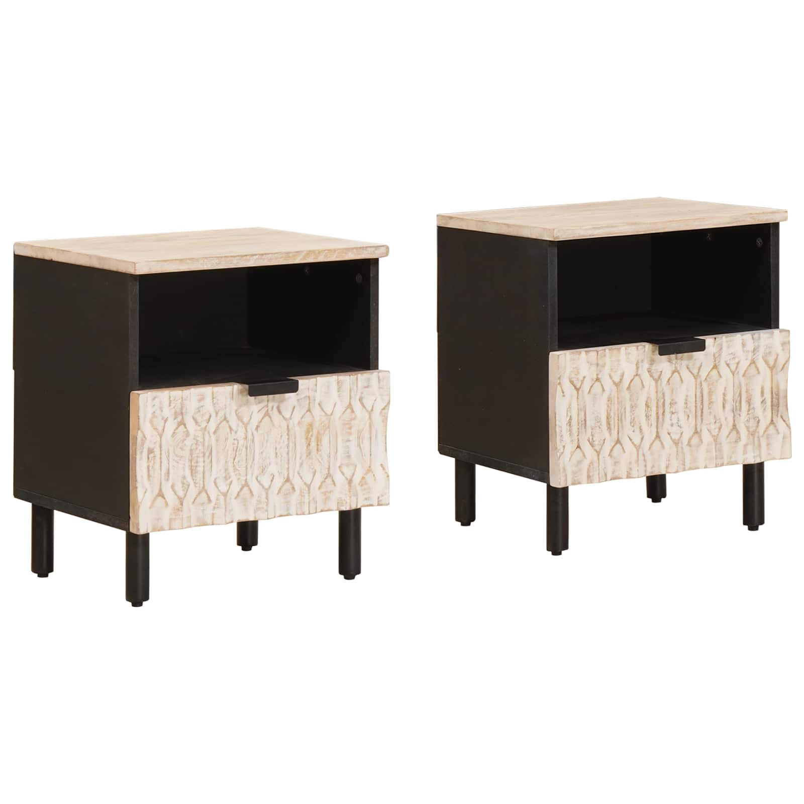 Cabinet de chevet avec tiroir 2 pcs Blanc 40 x 33 x 46 cm - XIOS