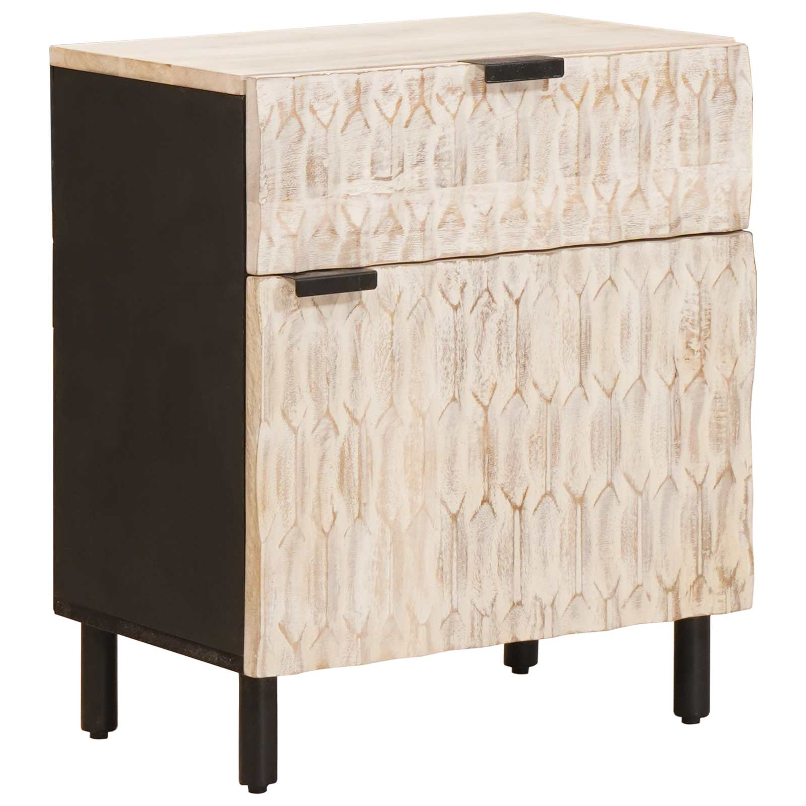 Cabinet de chevet Blanc 50 x 33 x 60 cm Bois de mangue massif - XIOS