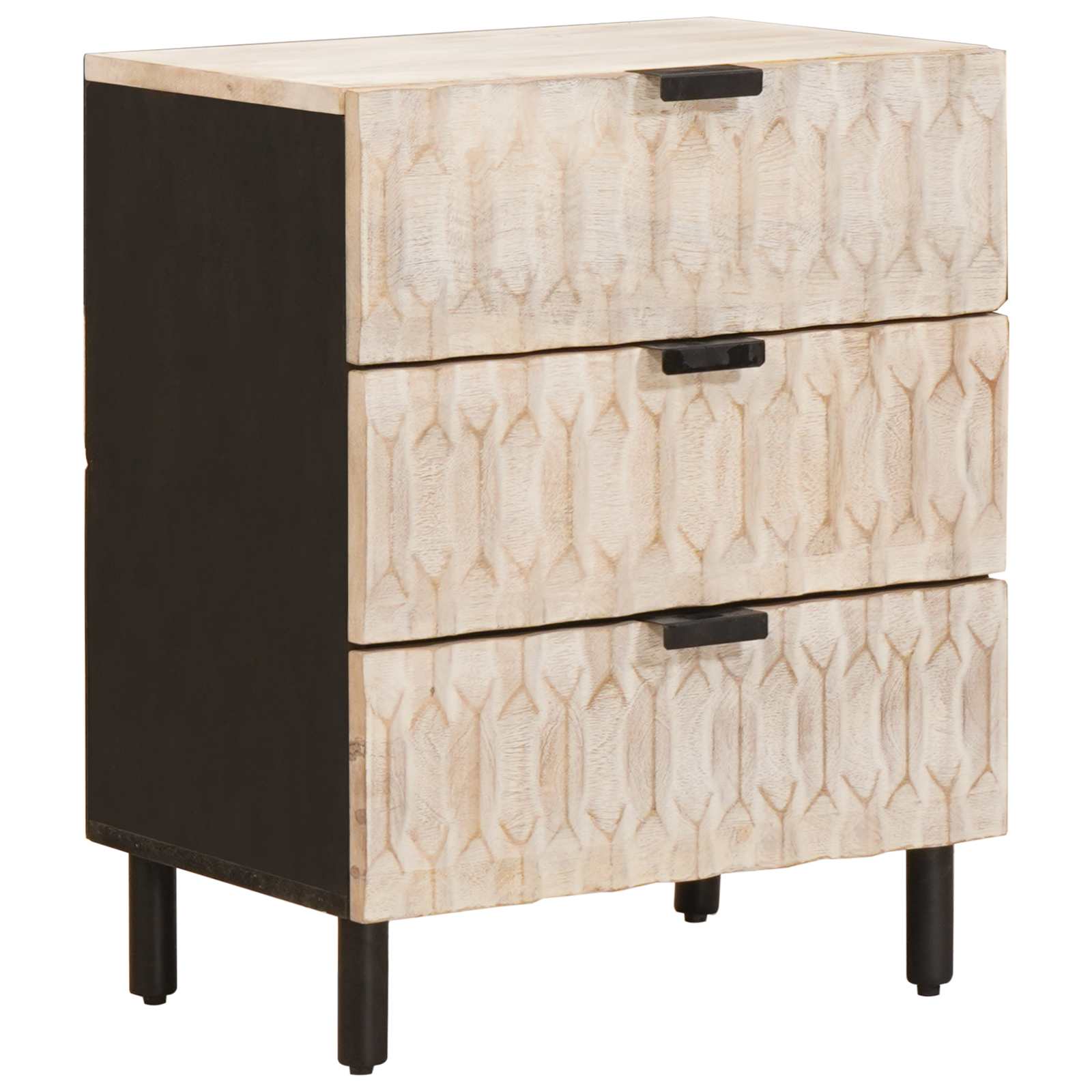 Cabinet de chevet Blanc 50 x 33 x 62 cm Bois de mangue massif - XIOS