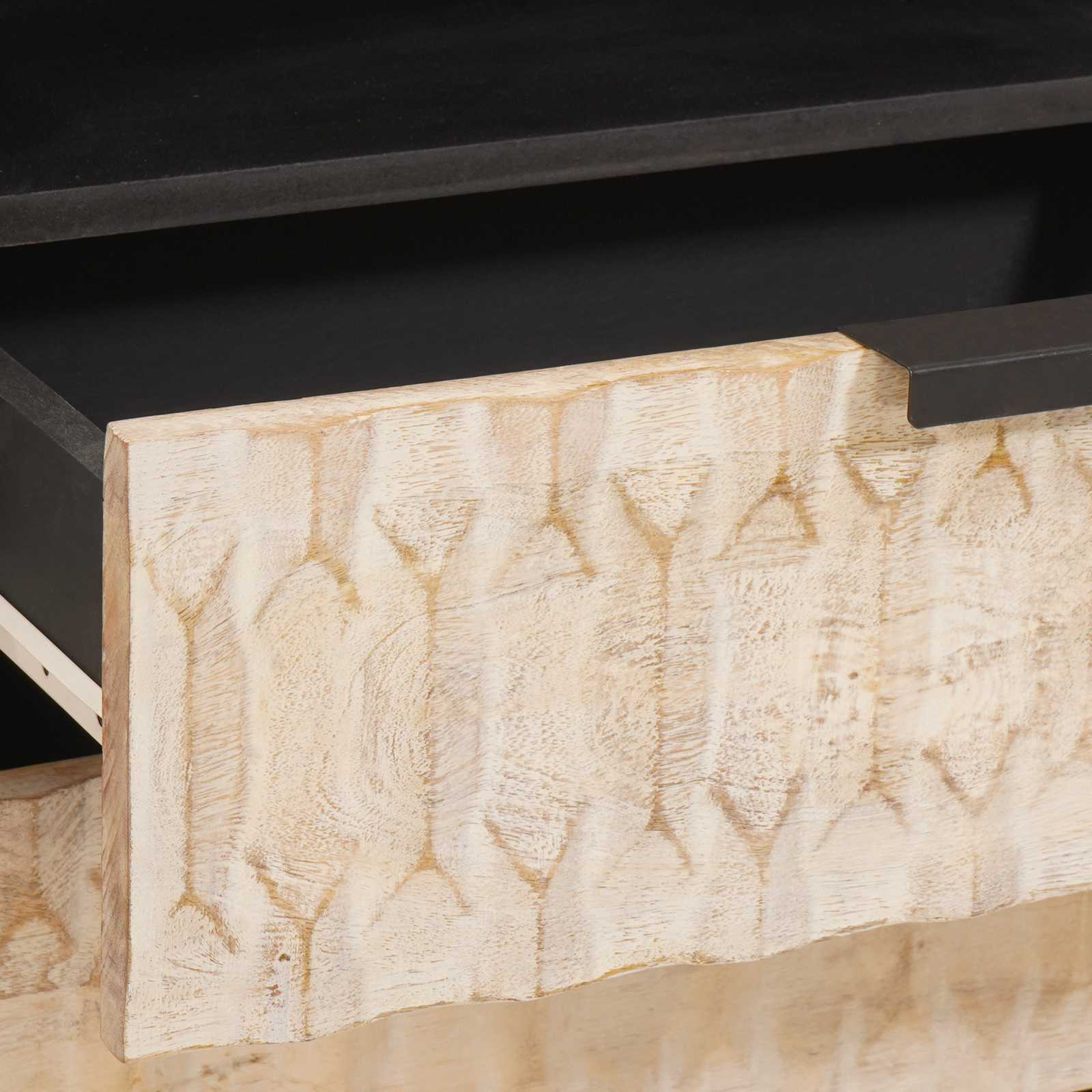 Cabinet de chevet Blanc 50 x 33 x 60 cm Bois de mangue massif - XIOS