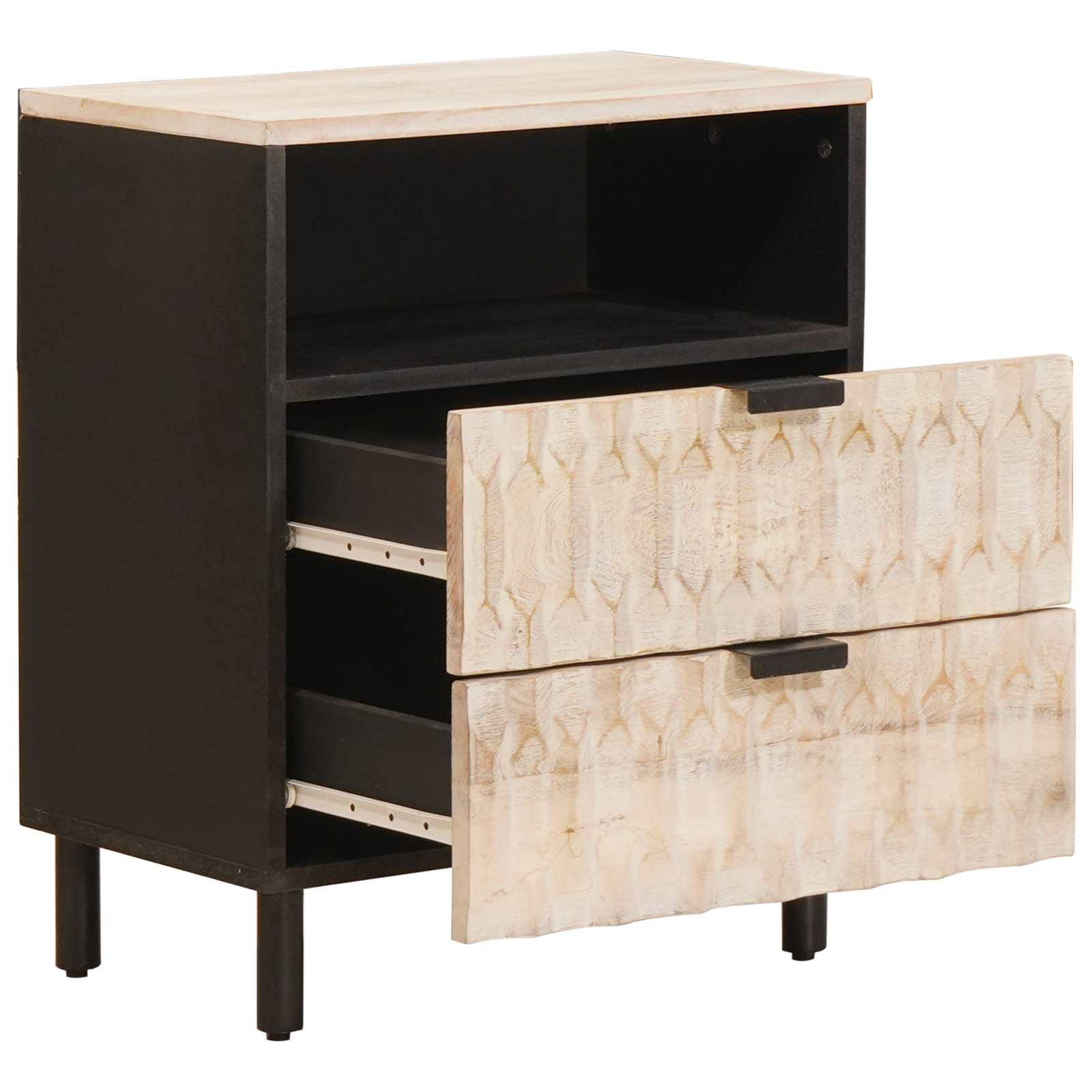 Cabinet de chevet Blanc 50 x 33 x 60 cm Bois de mangue massif - XIOS