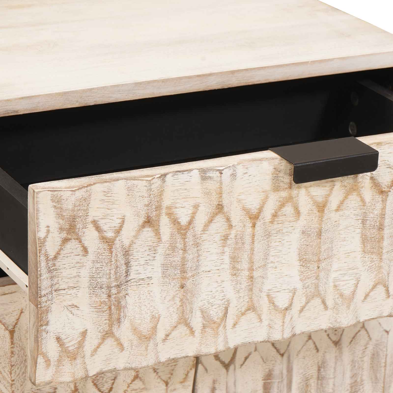 Cabinet de chevet Blanc 50 x 33 x 60 cm Bois de mangue massif - XIOS