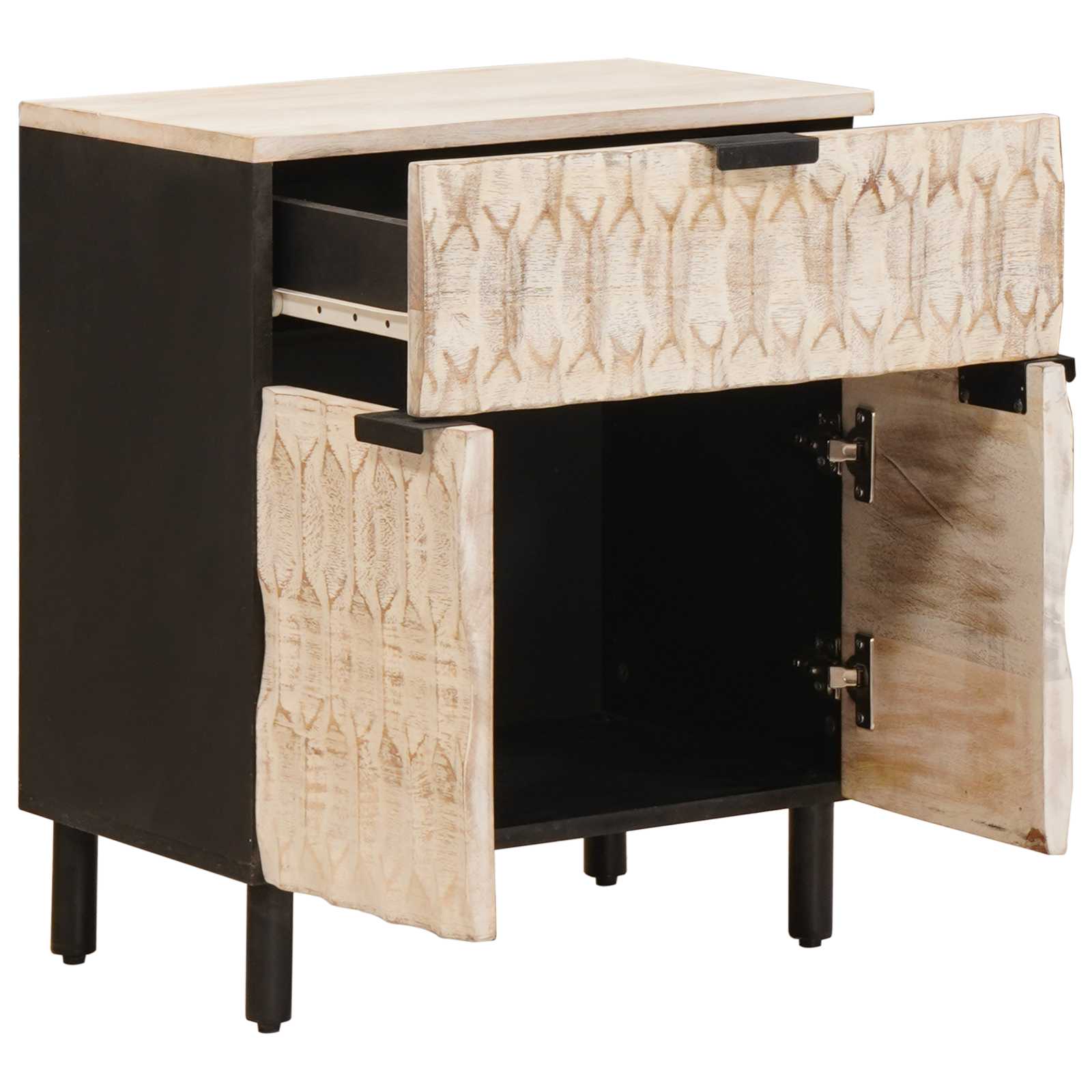 Cabinet de chevet Blanc 50 x 33 x 60 cm Bois de mangue massif - XIOS