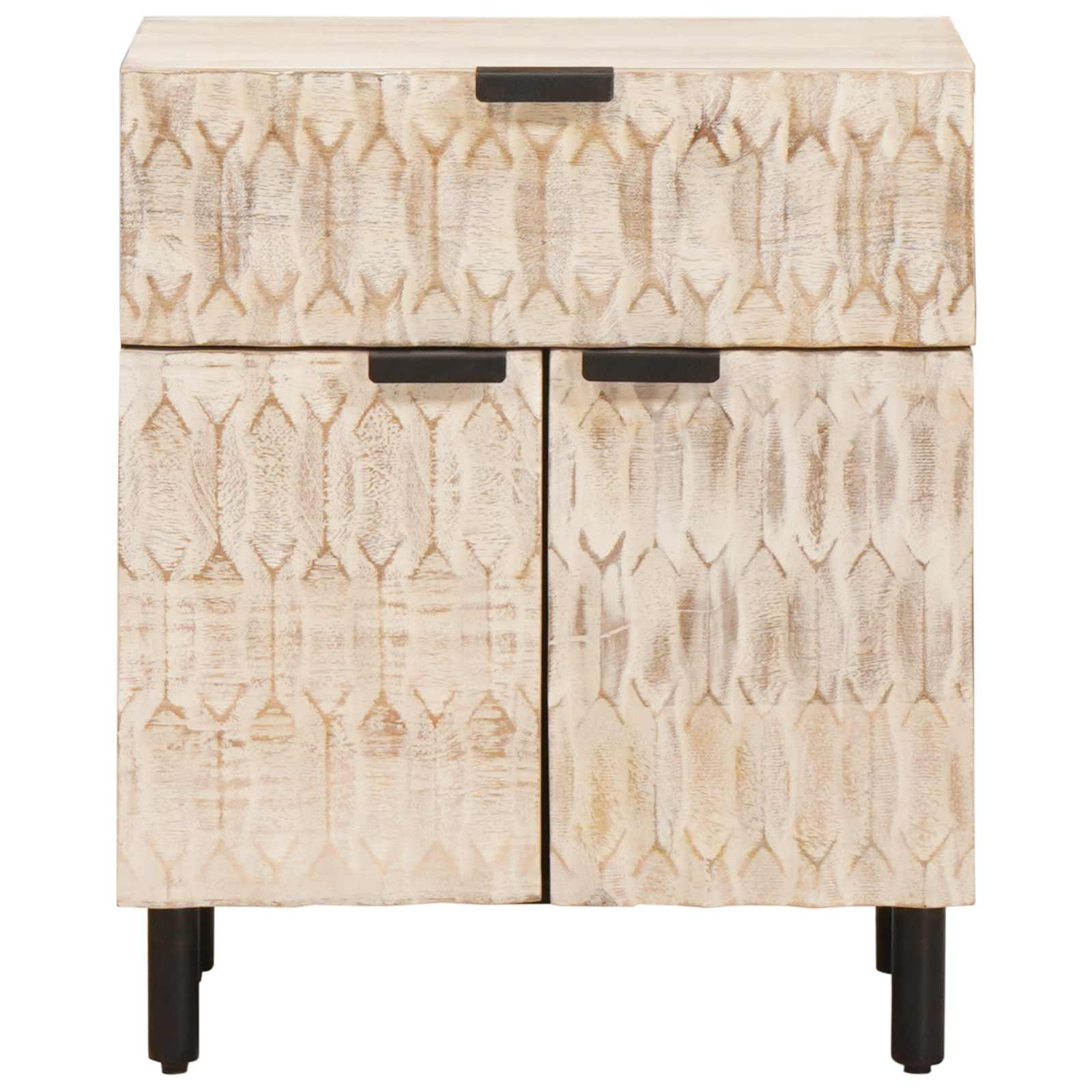 Cabinet de chevet Blanc 50 x 33 x 60 cm Bois de mangue massif - XIOS