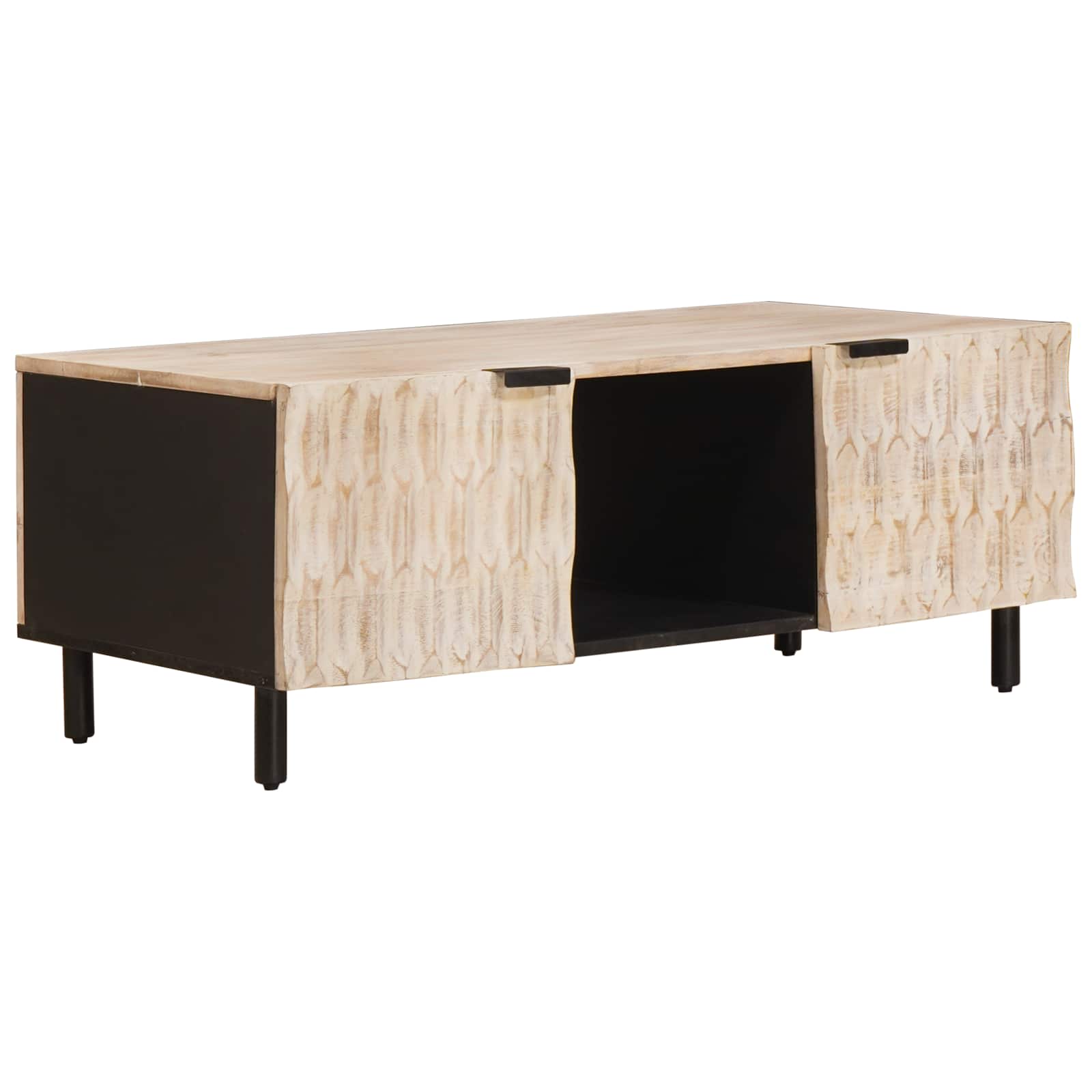 Table basse Blanc 100 x 54 x 40 cm Bois de mangue massif - XIOS
