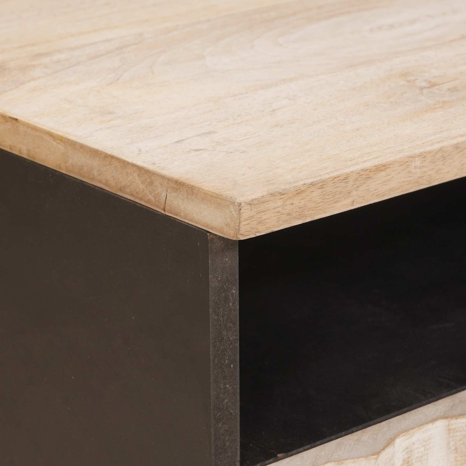 Table basse Blanc 80 x 54 x 40 cm Bois de mangue massif - XIOS