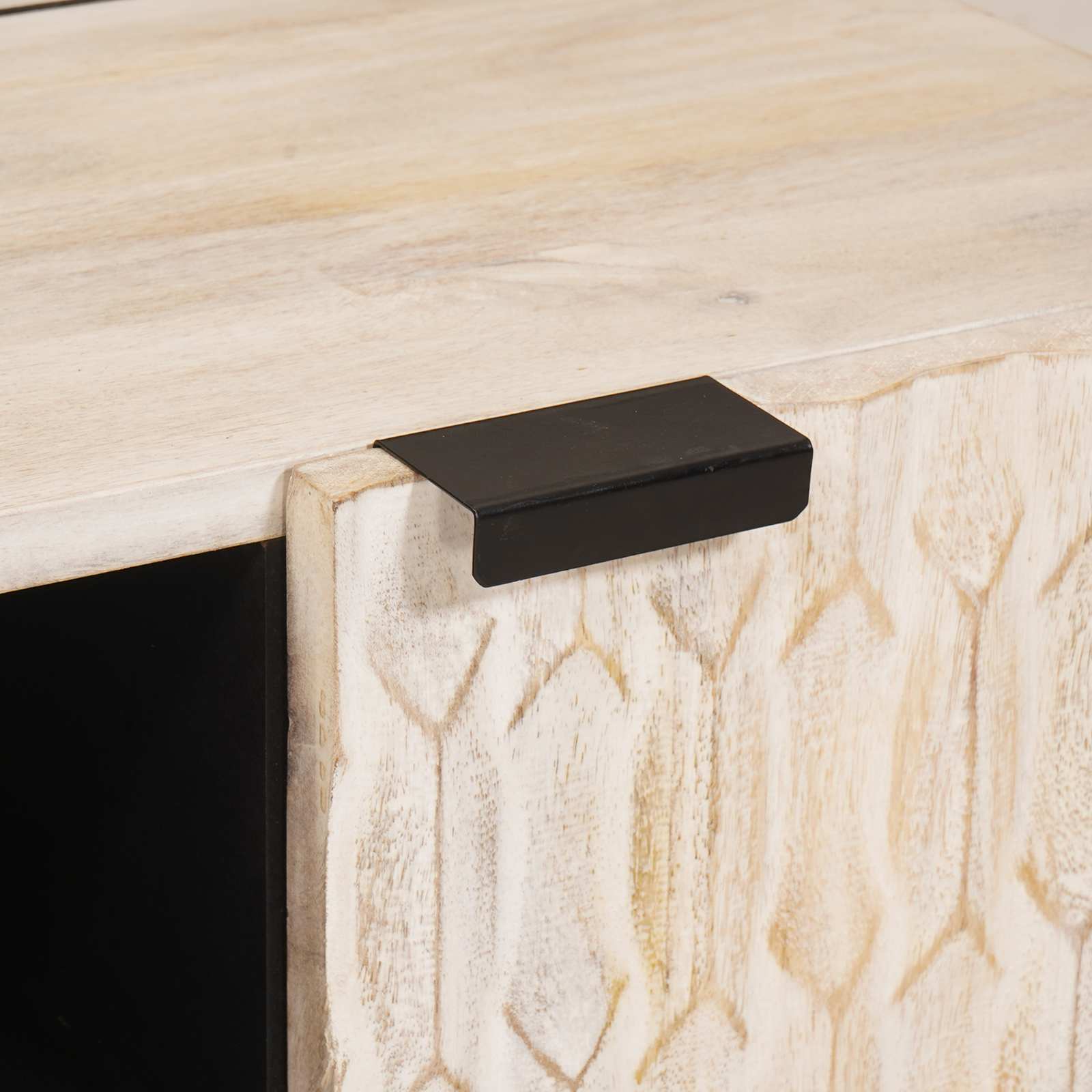 Meuble TV avec stockage Finition Lavage Blanc 80 x 31,5 x 46 cm - XIOS