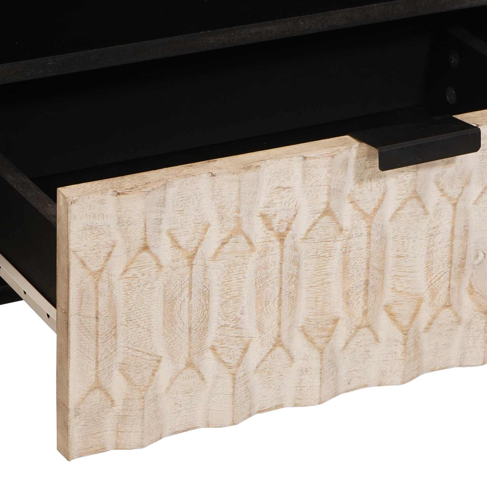 Meuble TV avec tiroir Finition Lavage Blanc 80 x 33,5 x 46 cm - XIOS