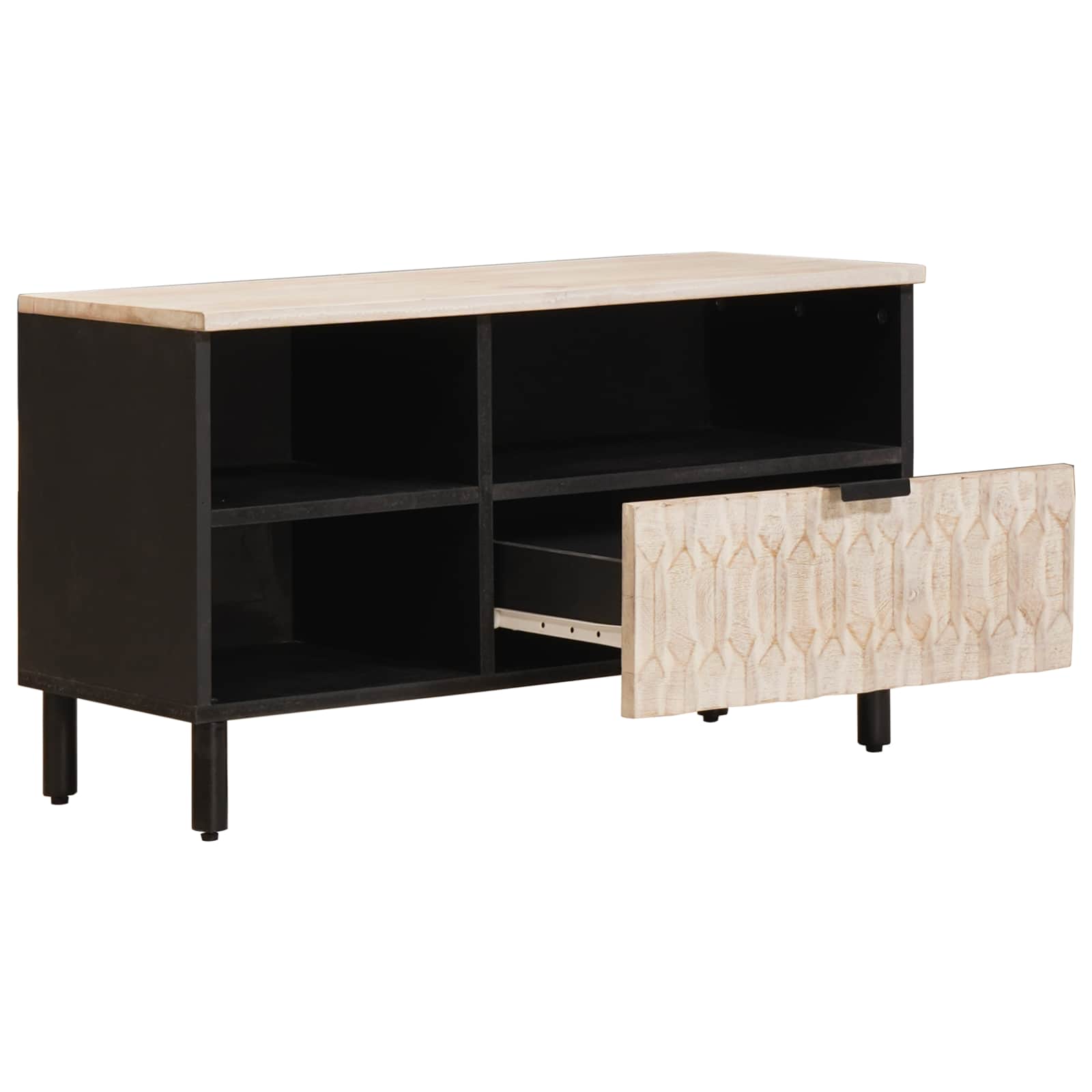 Meuble TV avec tiroir Finition Lavage Blanc 80 x 33,5 x 46 cm - XIOS