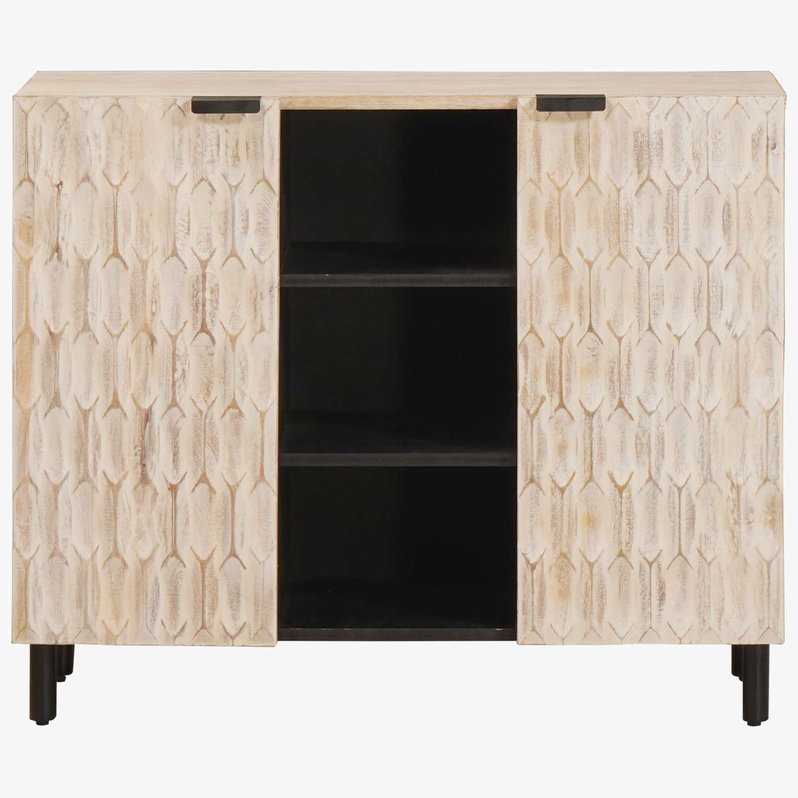 Buffet avec étagère Finition Lavage Blanc 90 x 33 x 75 cm - XIOS
