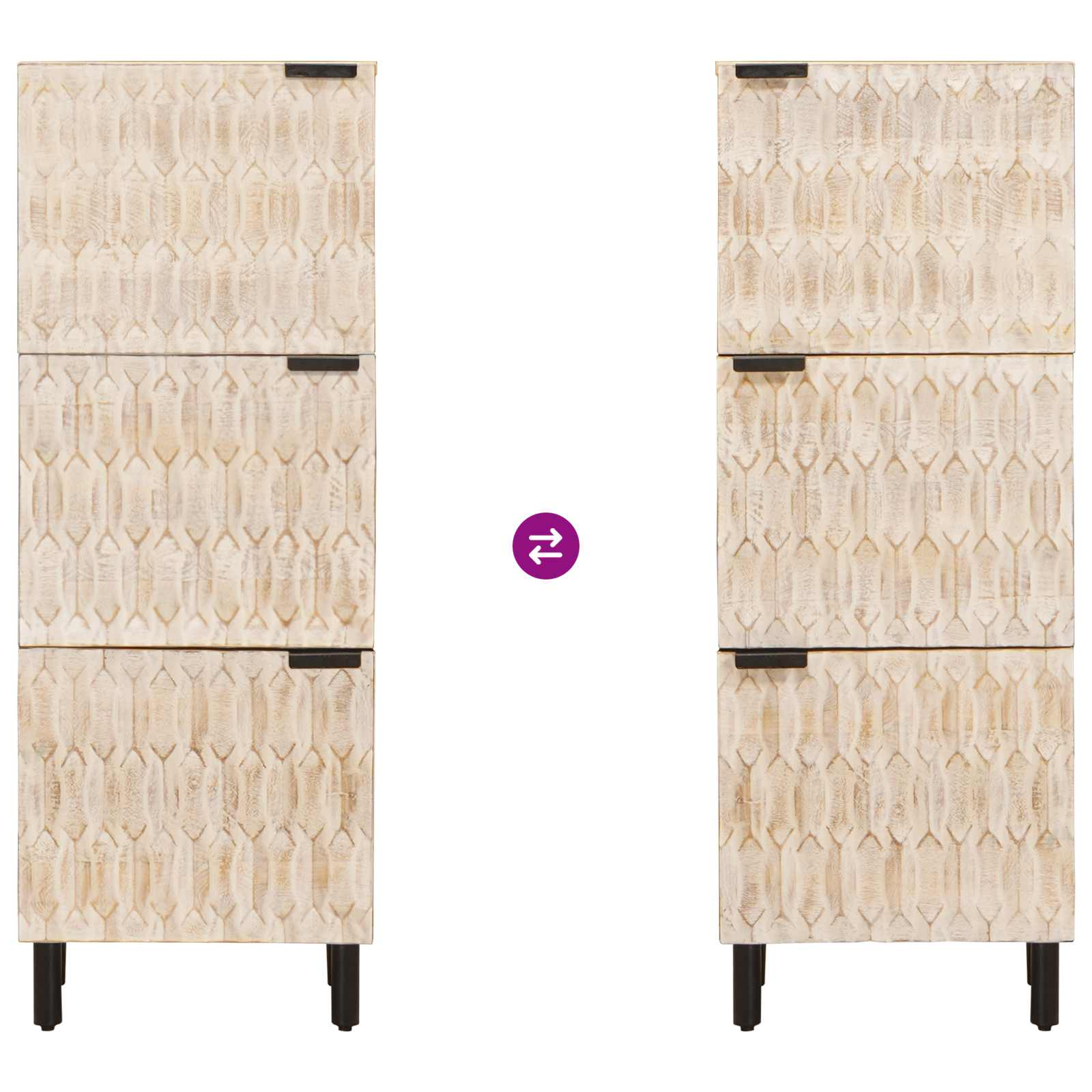 Haut Armoire avec porte Finition Lavage Blanc 40 x 33 x 110 cm - XIOS