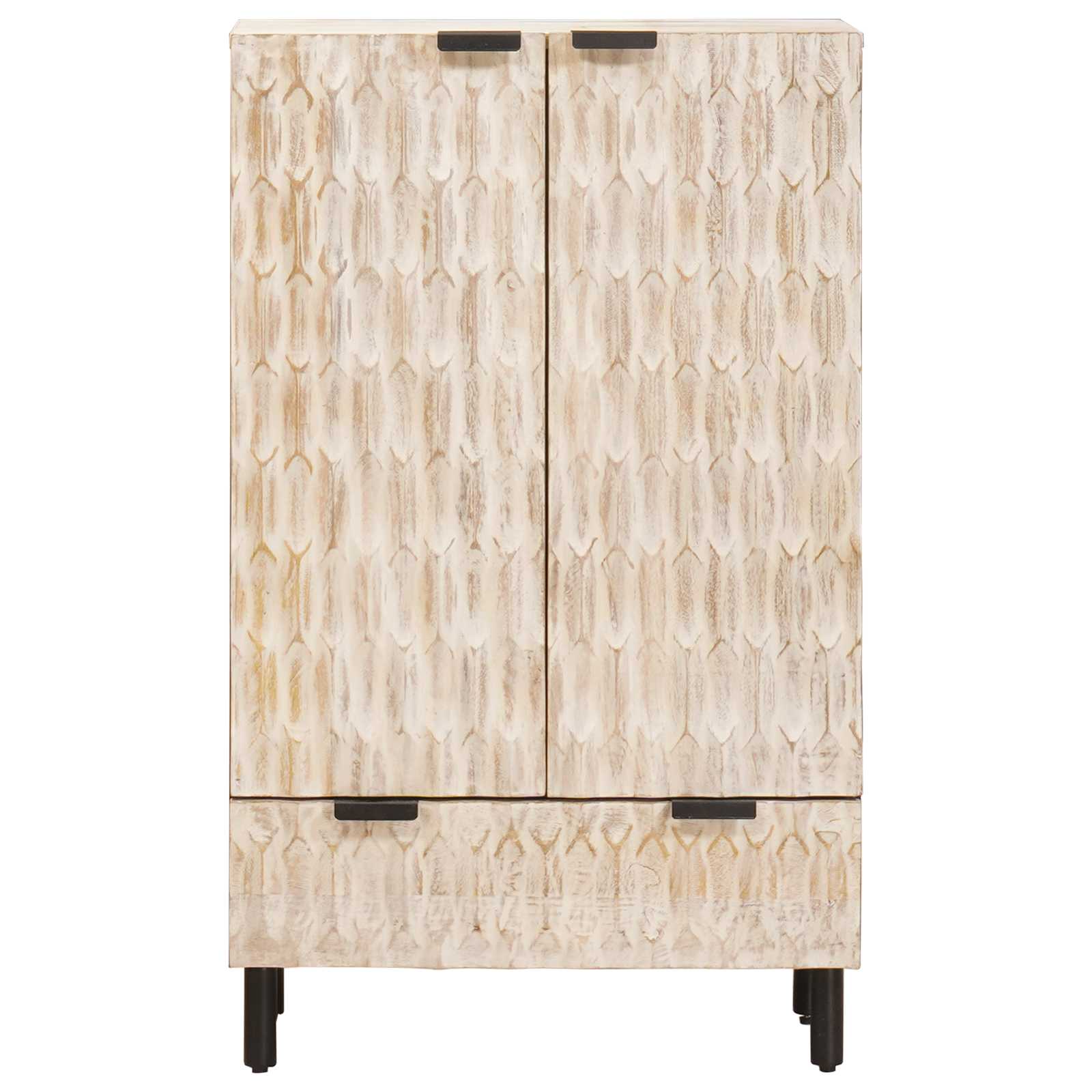 Haut Armoire avec tiroir Finition Lavage Blanc 60 x 33 x 100 cm - XIOS