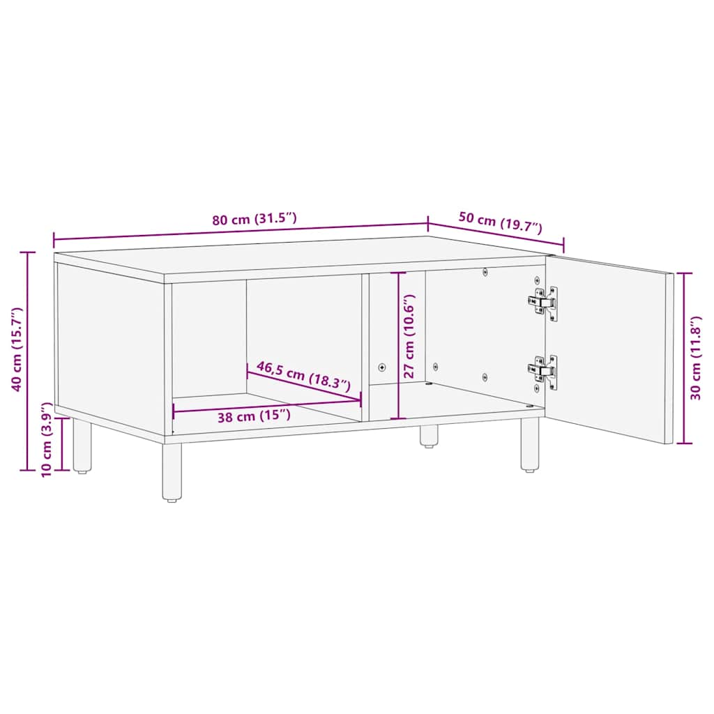 Table basse Marron 80 x 50 x 40 cm Bois de mangue massif - XIOS